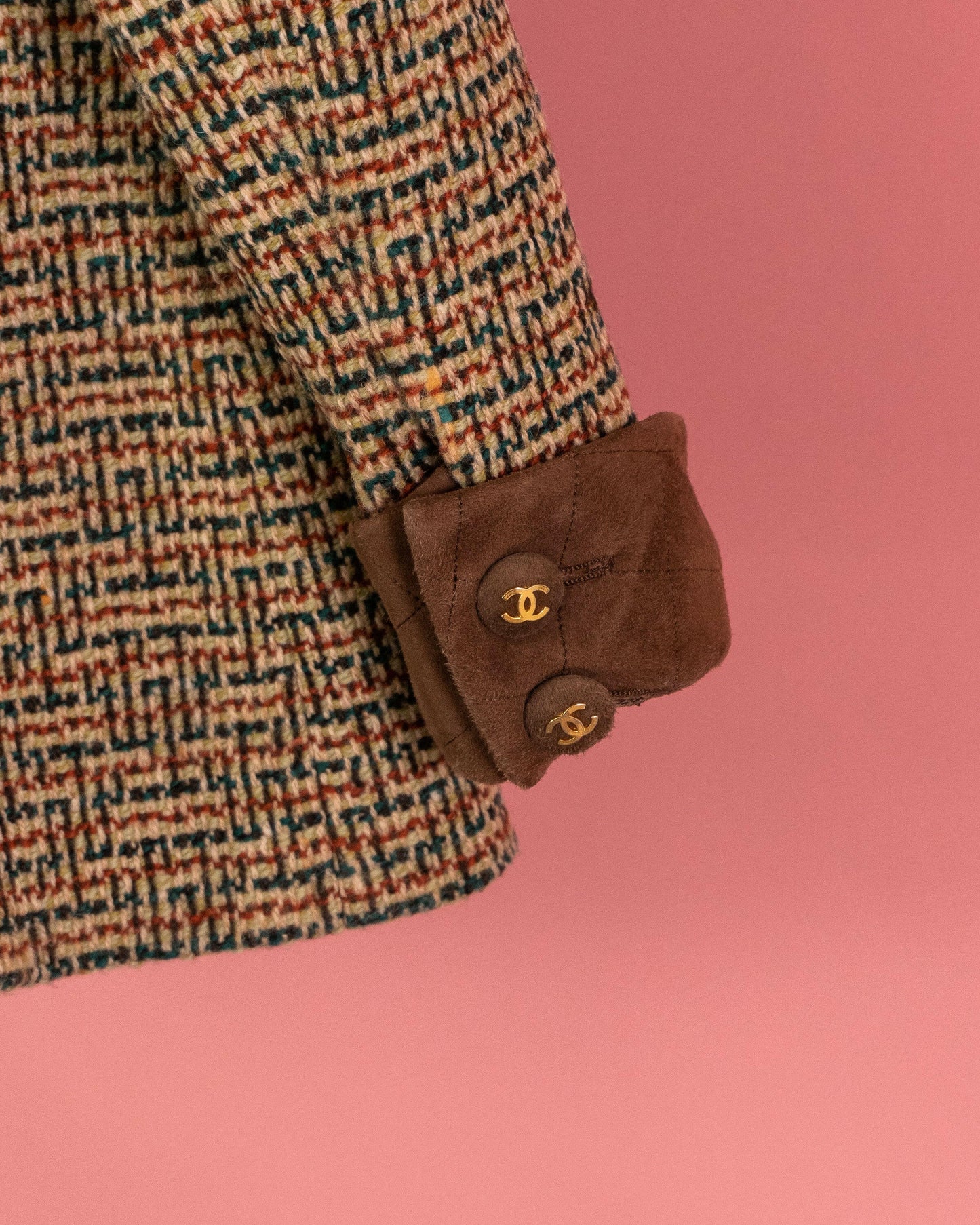 FR38-40 Rare Chanel Fall 1992 Suede Details Tweed Jacket - Vintage Chanel Jacket - - Rarchive.