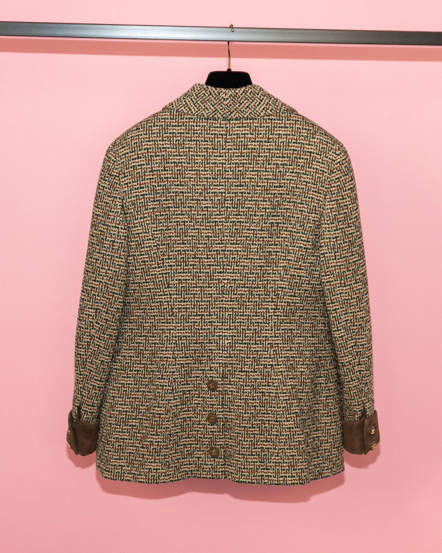FR38-40 Rare Chanel Fall 1992 Suede Details Tweed Jacket - Vintage Chanel Jacket - - Rarchive.