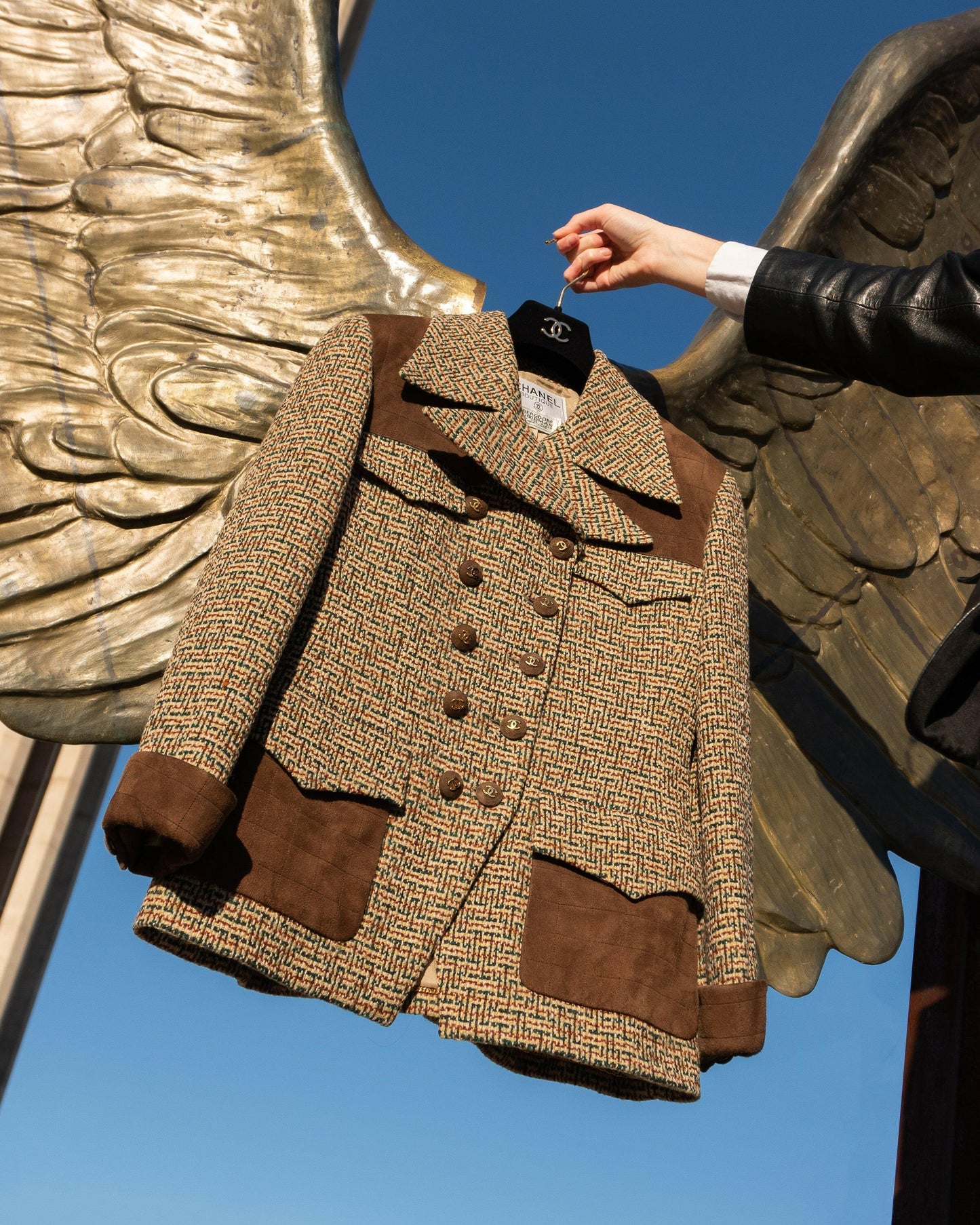 FR38-40 Rare Chanel Fall 1992 Suede Details Tweed Jacket - Vintage Chanel Jacket - - Rarchive.