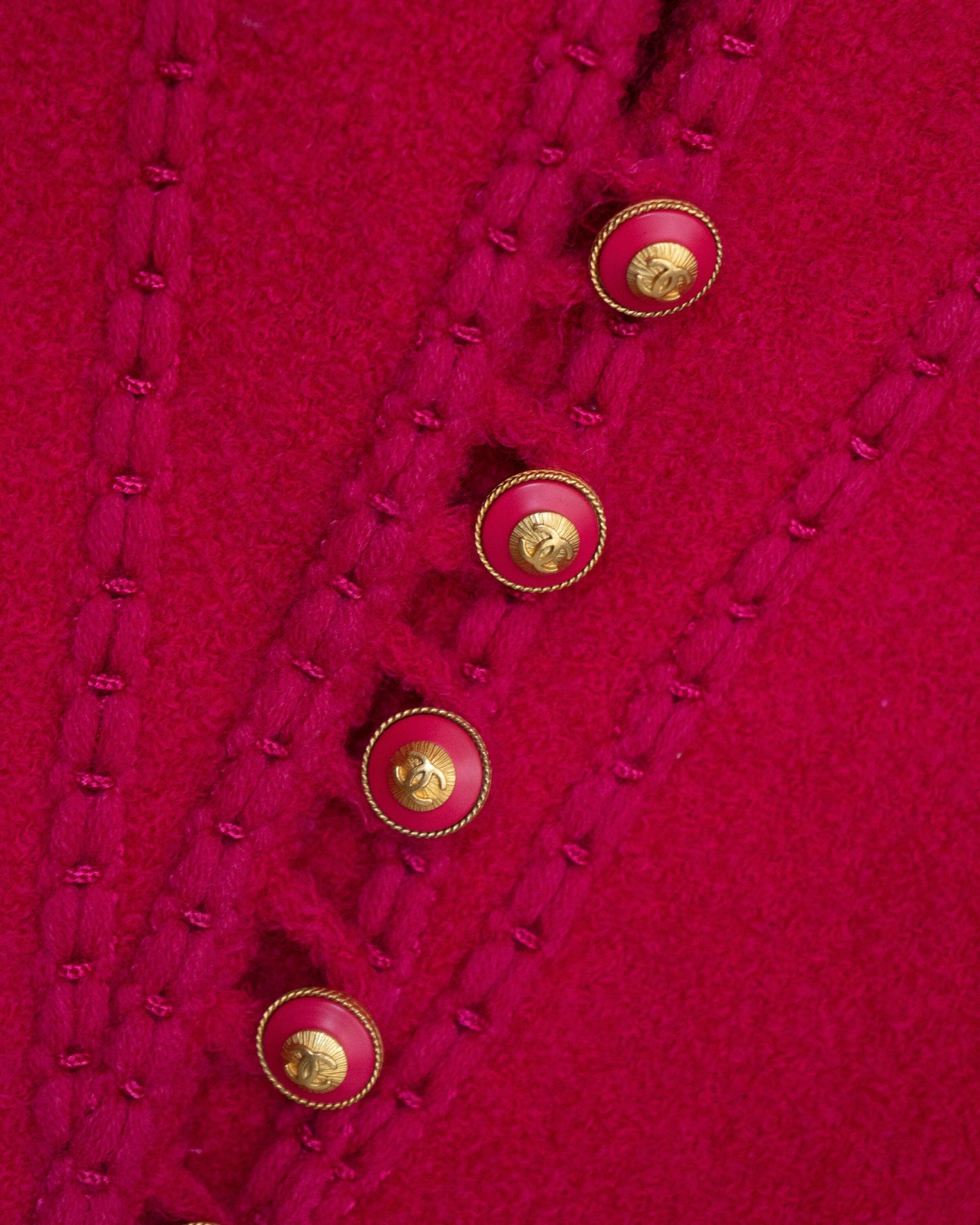 FR34-36 Rare Chanel Fall 1993 Fitted Cut Braided Trim Slit Detail Pink Wool Tweed Jacket - Vintage Chanel Jacket - - Rarchive.