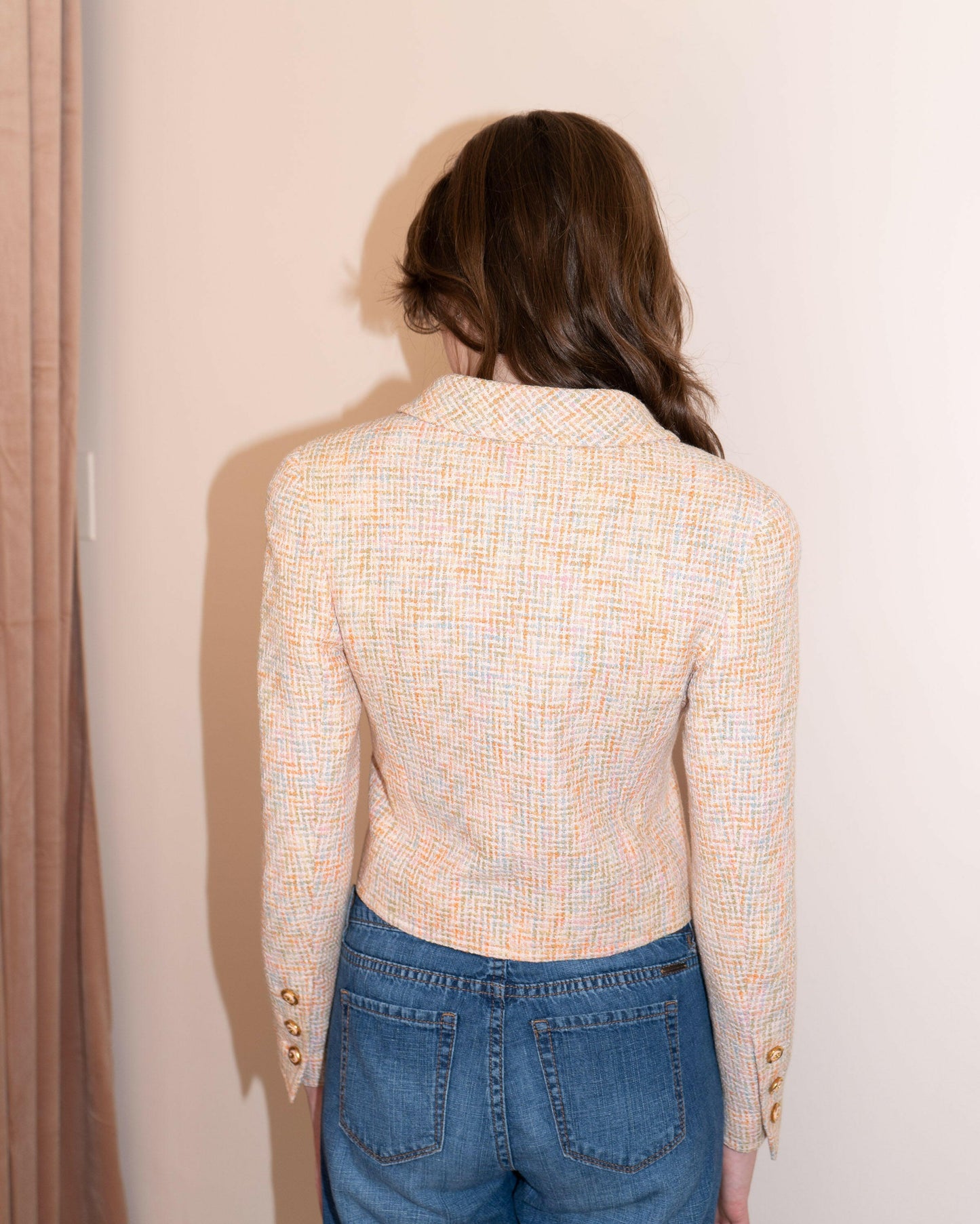 FR34-36 Rare Chanel Cruise 1994 Two Pocketed Cropped Multicolor Tweed Jacket - Vintage Chanel Jacket - - Rarchive.