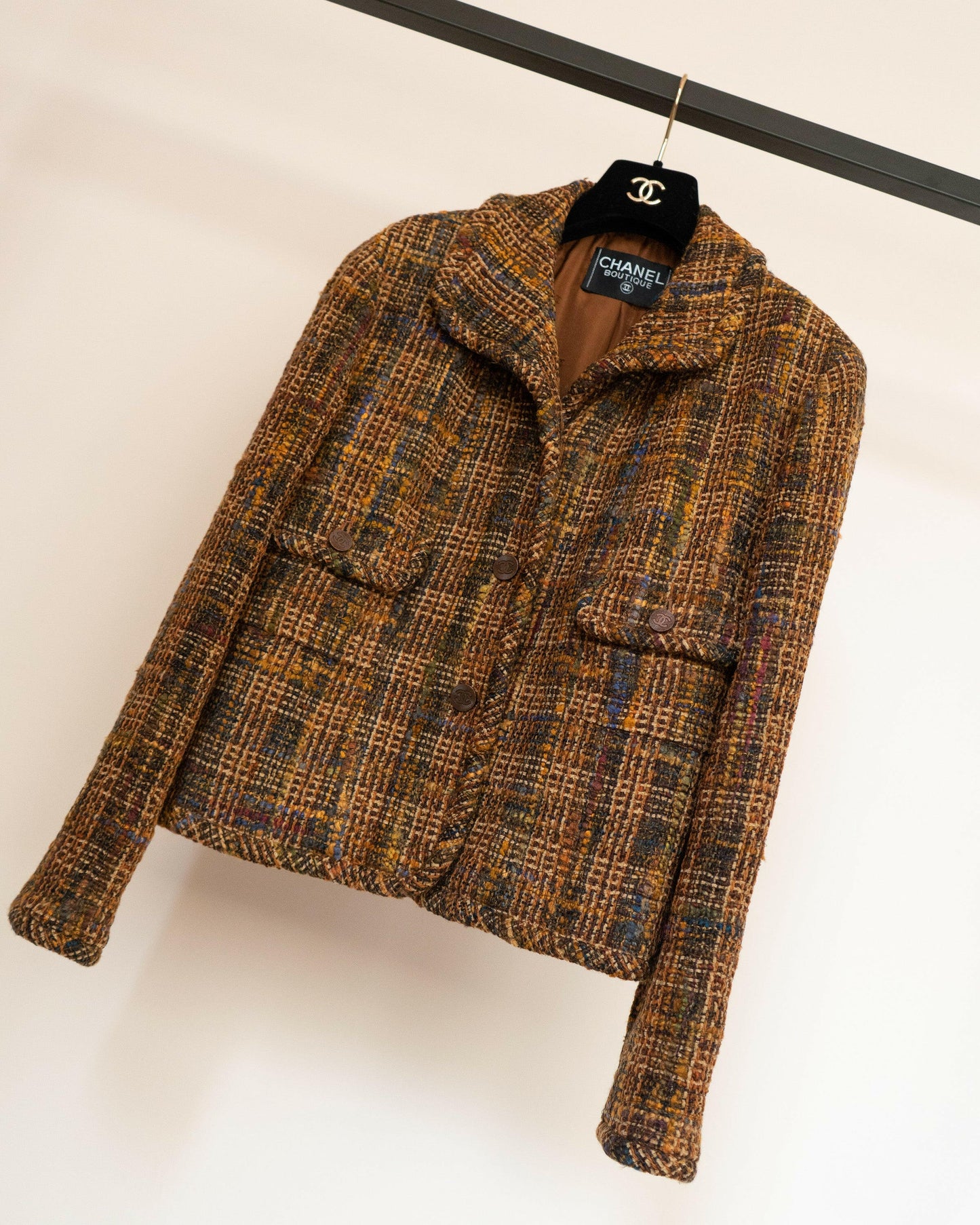 FR38-40 Rare Chanel Fall 1998 Two-Pocketed Shorter Cut Fantasy Tweed Jacket - Vintage Chanel Jacket - - Rarchive.