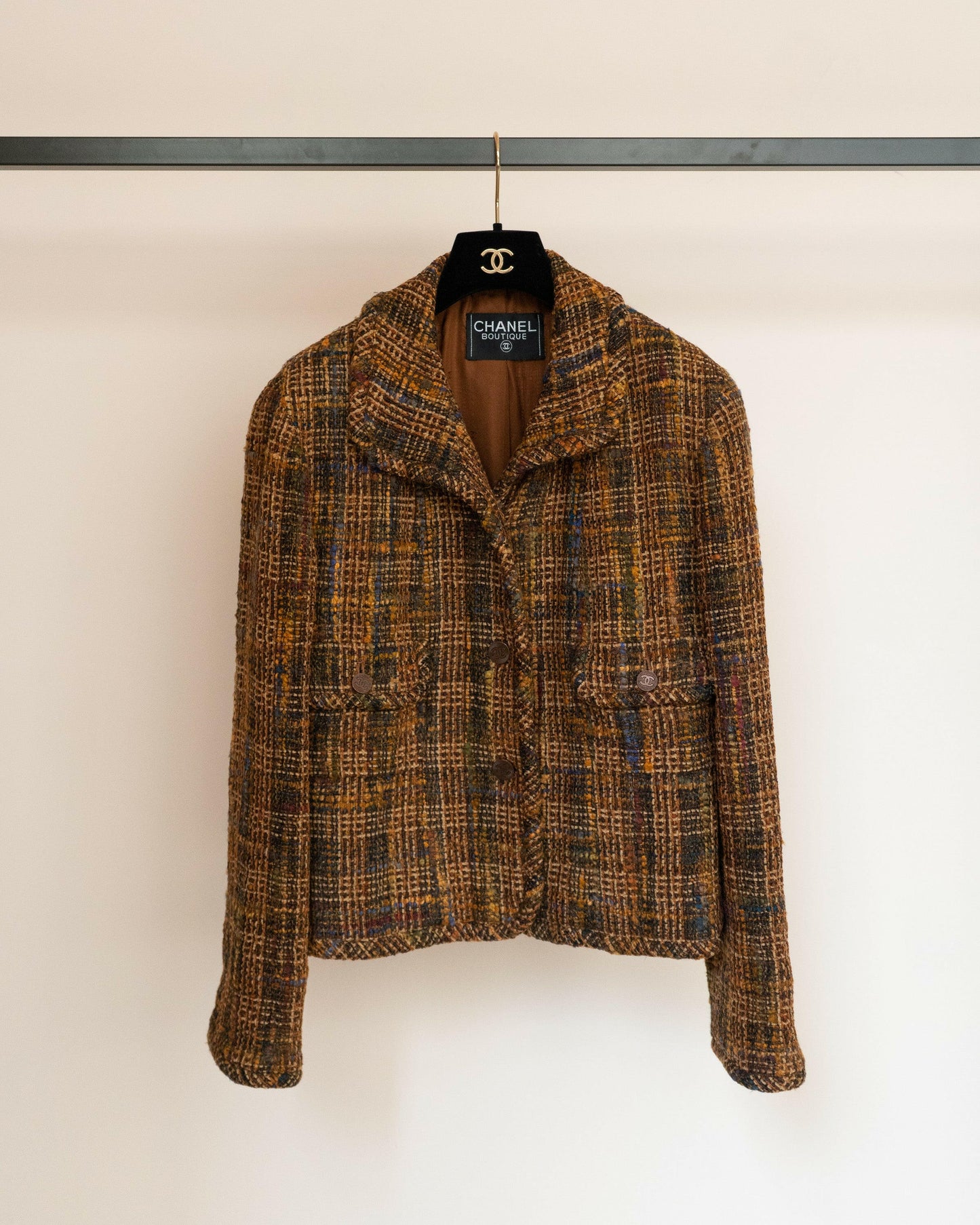 FR38-40 Rare Chanel Fall 1998 Two-Pocketed Shorter Cut Fantasy Tweed Jacket - Vintage Chanel Jacket - - Rarchive.