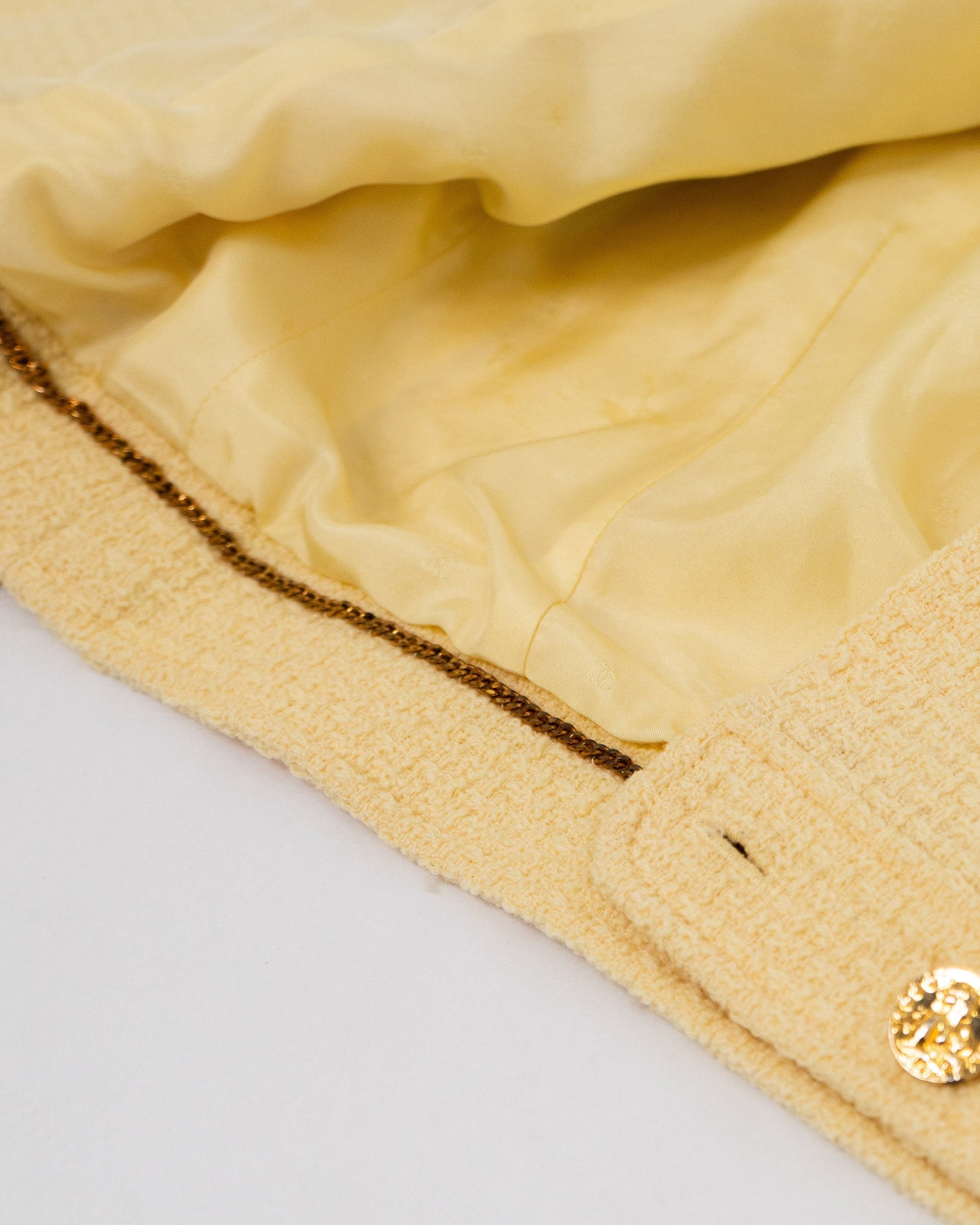 FR36 Chanel Spring 1988 Double-Breasted Cropped Jacket in Powder Yellow - Vintage Chanel Jacket - - Rarchive.