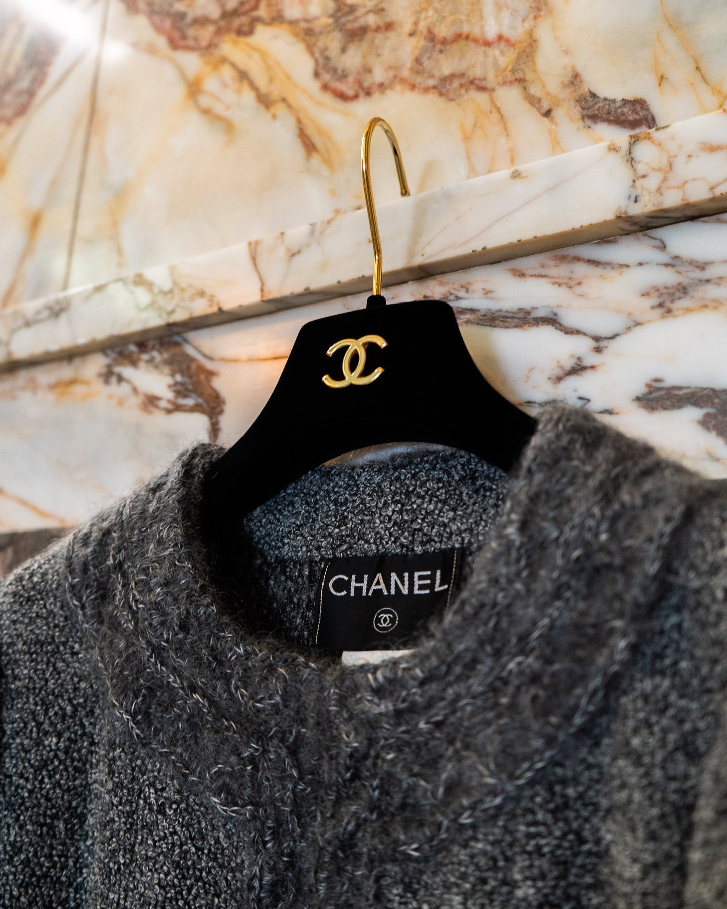 FR40 Rare Chanel Fall 1998 Two Pocketed Wool Mohair Blend Jacket in Grey - Vintage Chanel Jacket - - Rarchive.
