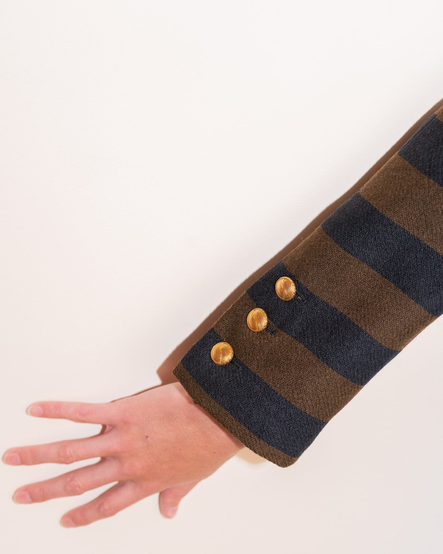 FR38-40 Chanel Early 1980s Two Pocketed Striped Wool Jacket - Vintage Chanel Jacket -   - Rarchive.