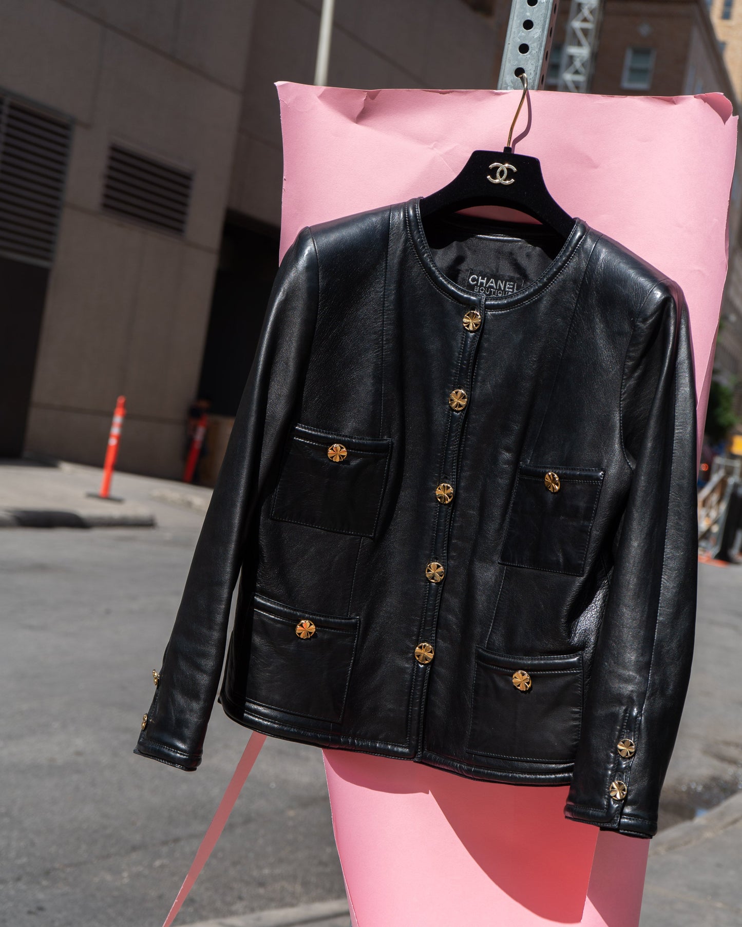 FR38-42 Rare Chanel Spring 1985 Four Pocketed Collarless Leather Jacket - Vintage Chanel Jacket - - Rarchive.
