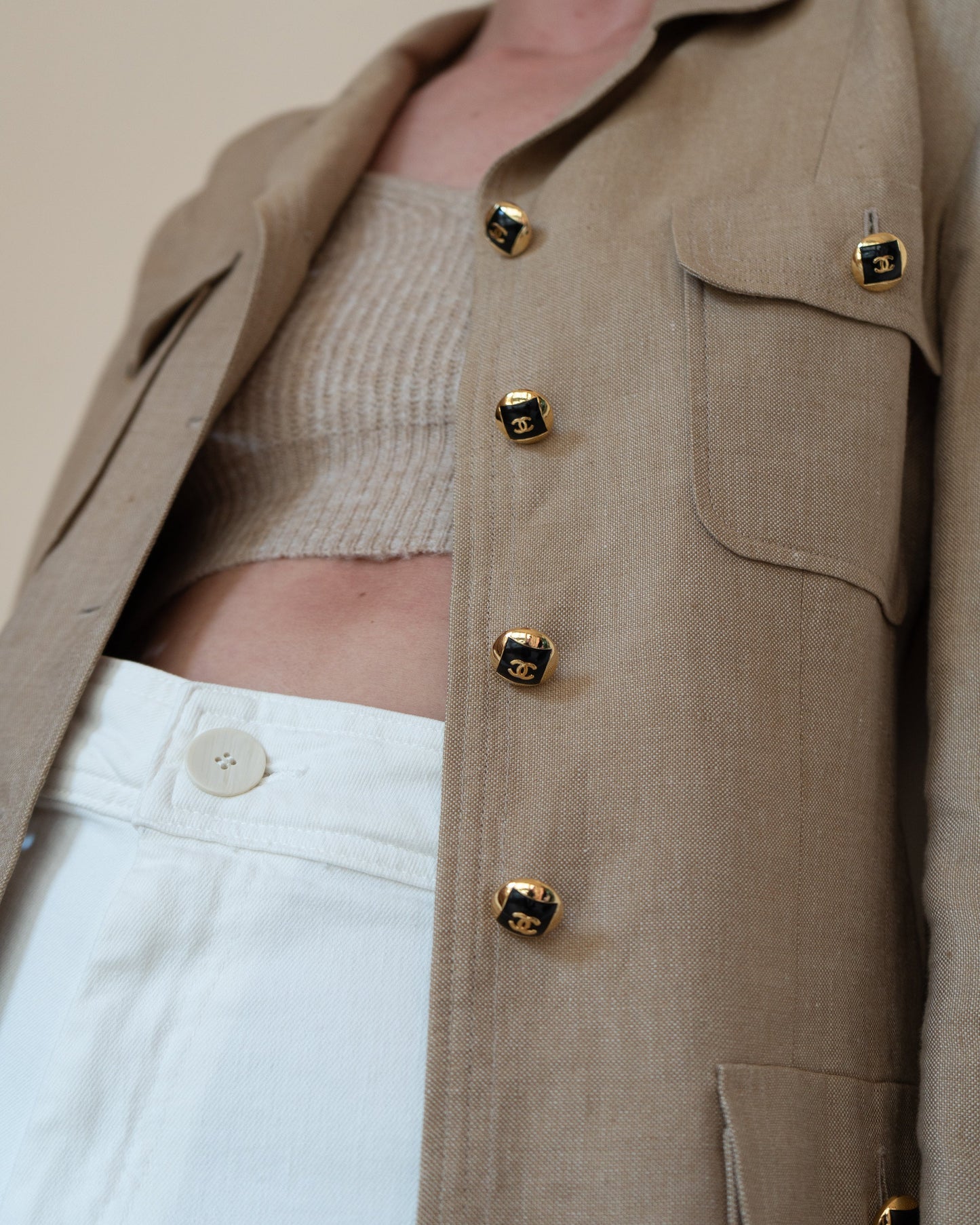 FR38-40 Rare Chanel Cruise 1992 Four Pocketed Linen Jacket - Vintage Chanel Jacket - - Rarchive.