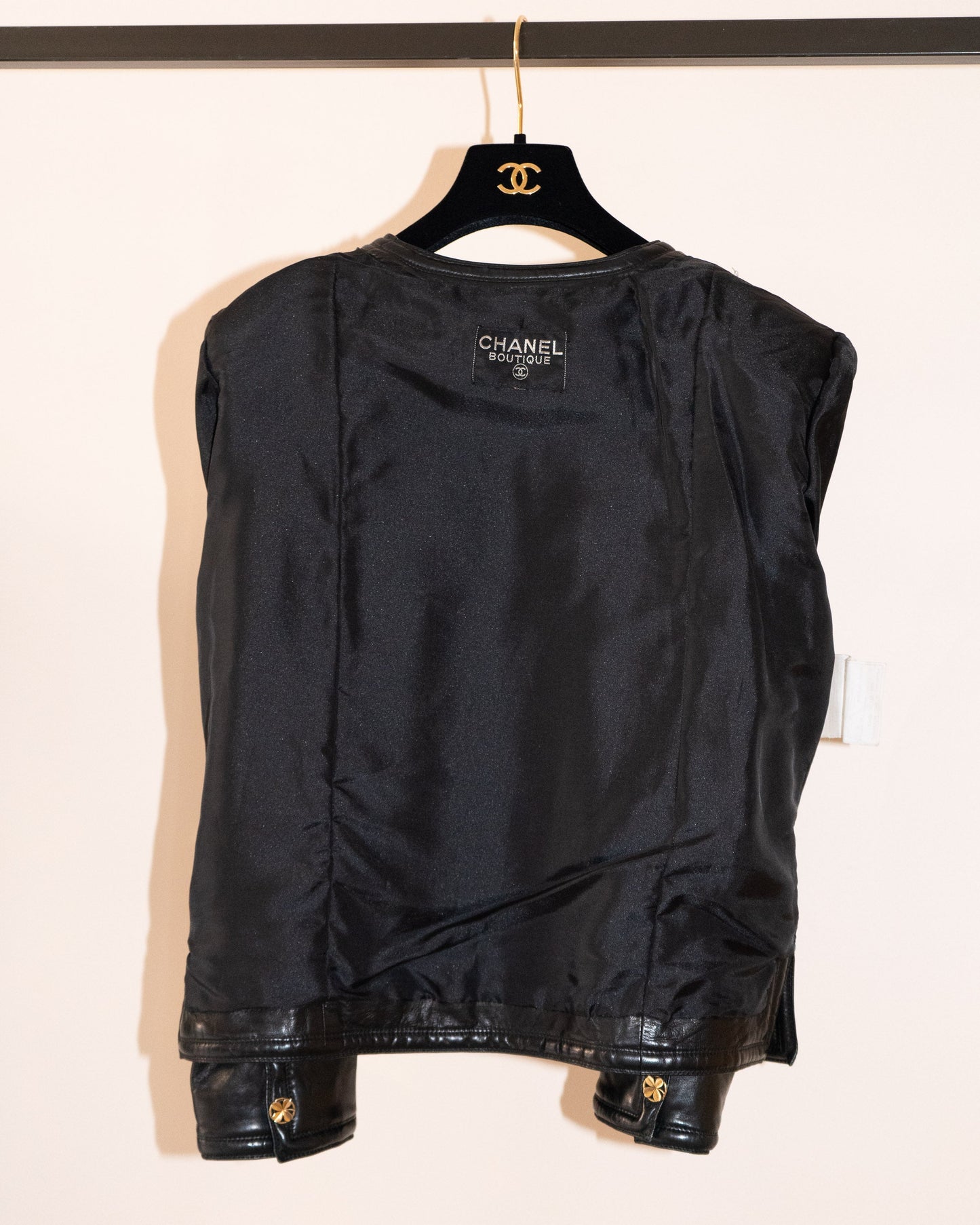 FR38-42 Rare Chanel Spring 1985 Four Pocketed Collarless Leather Jacket - Vintage Chanel Jacket - - Rarchive.