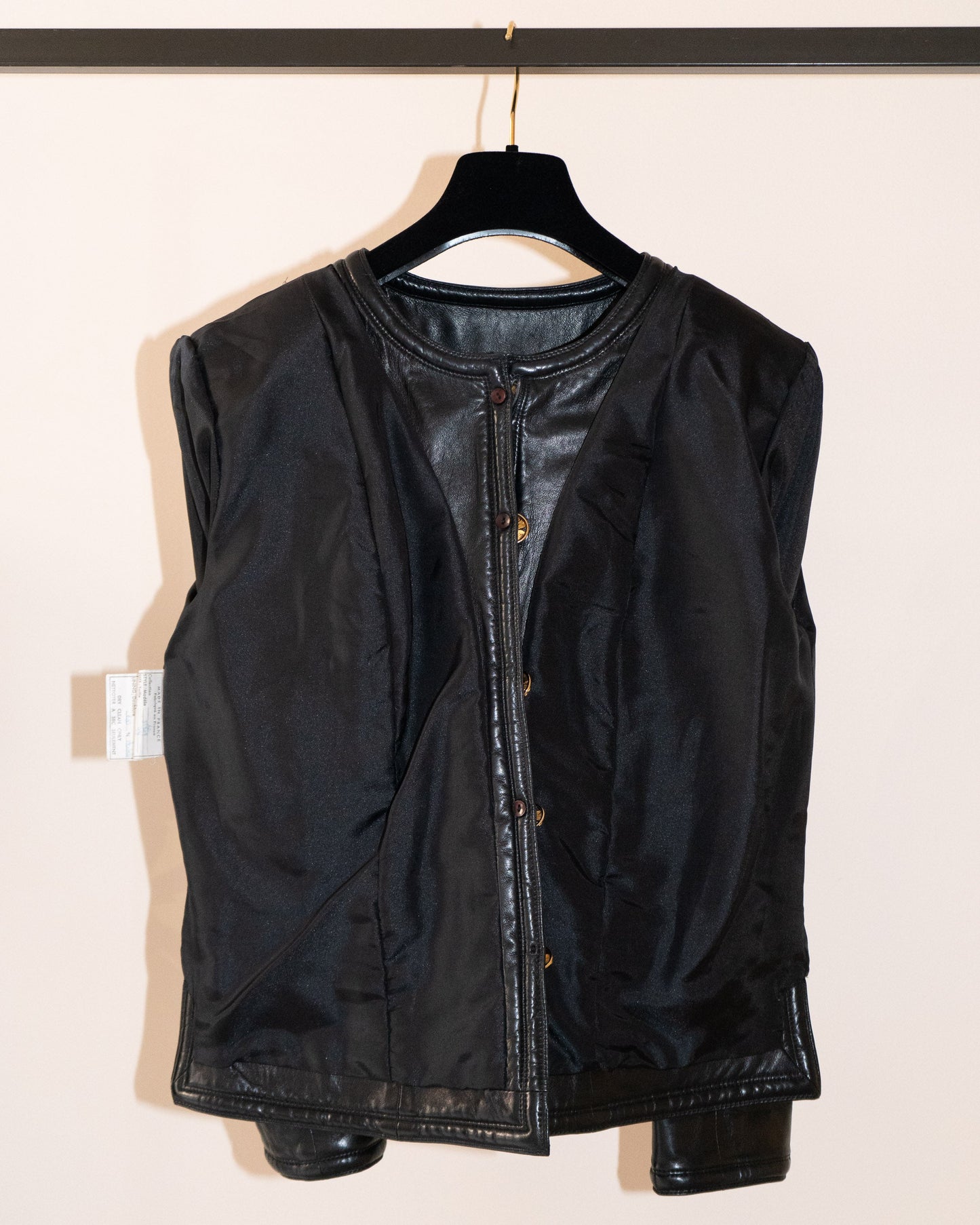 FR38-42 Rare Chanel Spring 1985 Four Pocketed Collarless Leather Jacket - Vintage Chanel Jacket - - Rarchive.