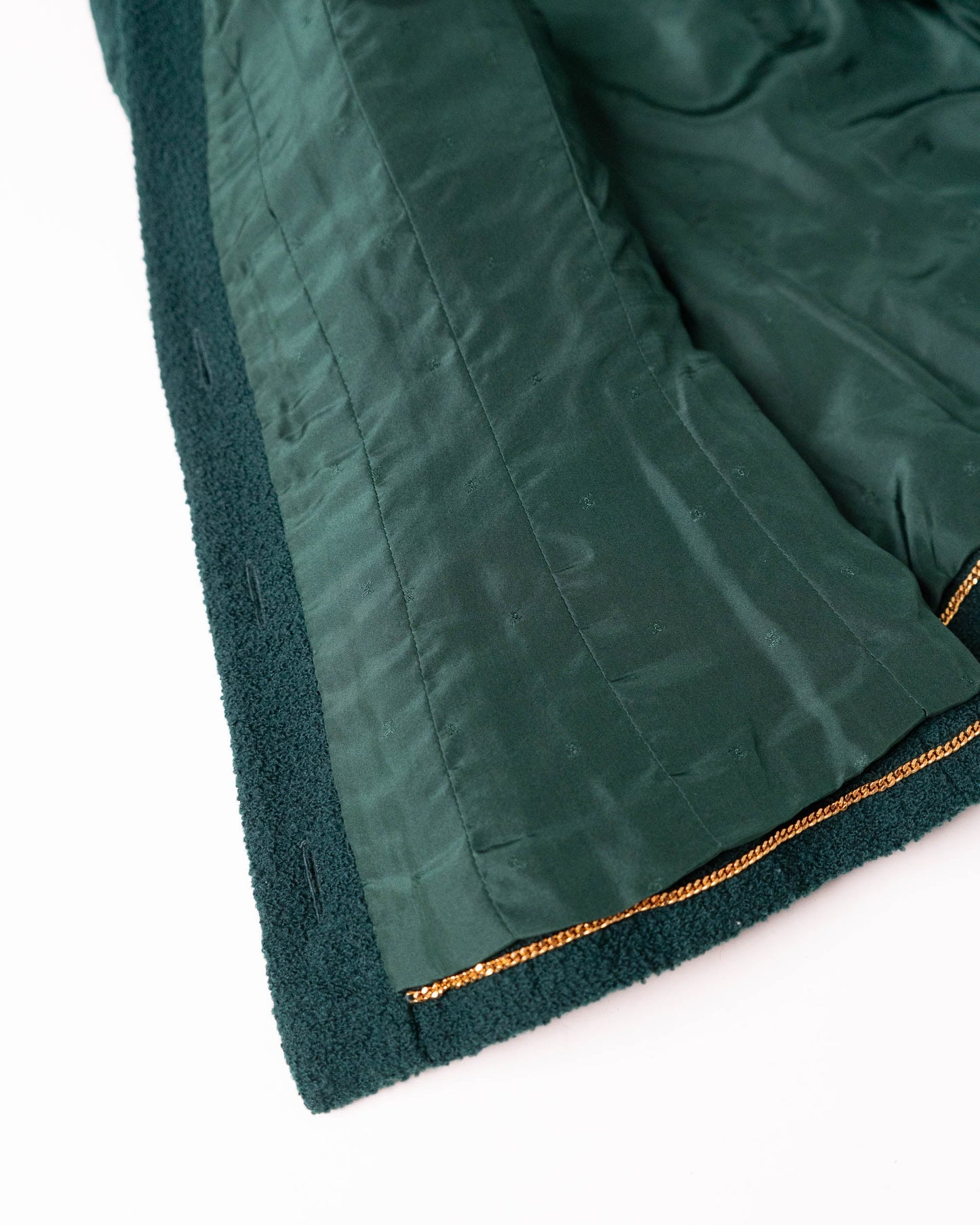 FR34-36 Chanel Fall 1993 Two Pocket Tweed Boucle Jacket in Dark Green - Vintage Chanel Jacket - Jacket - Rarchive.