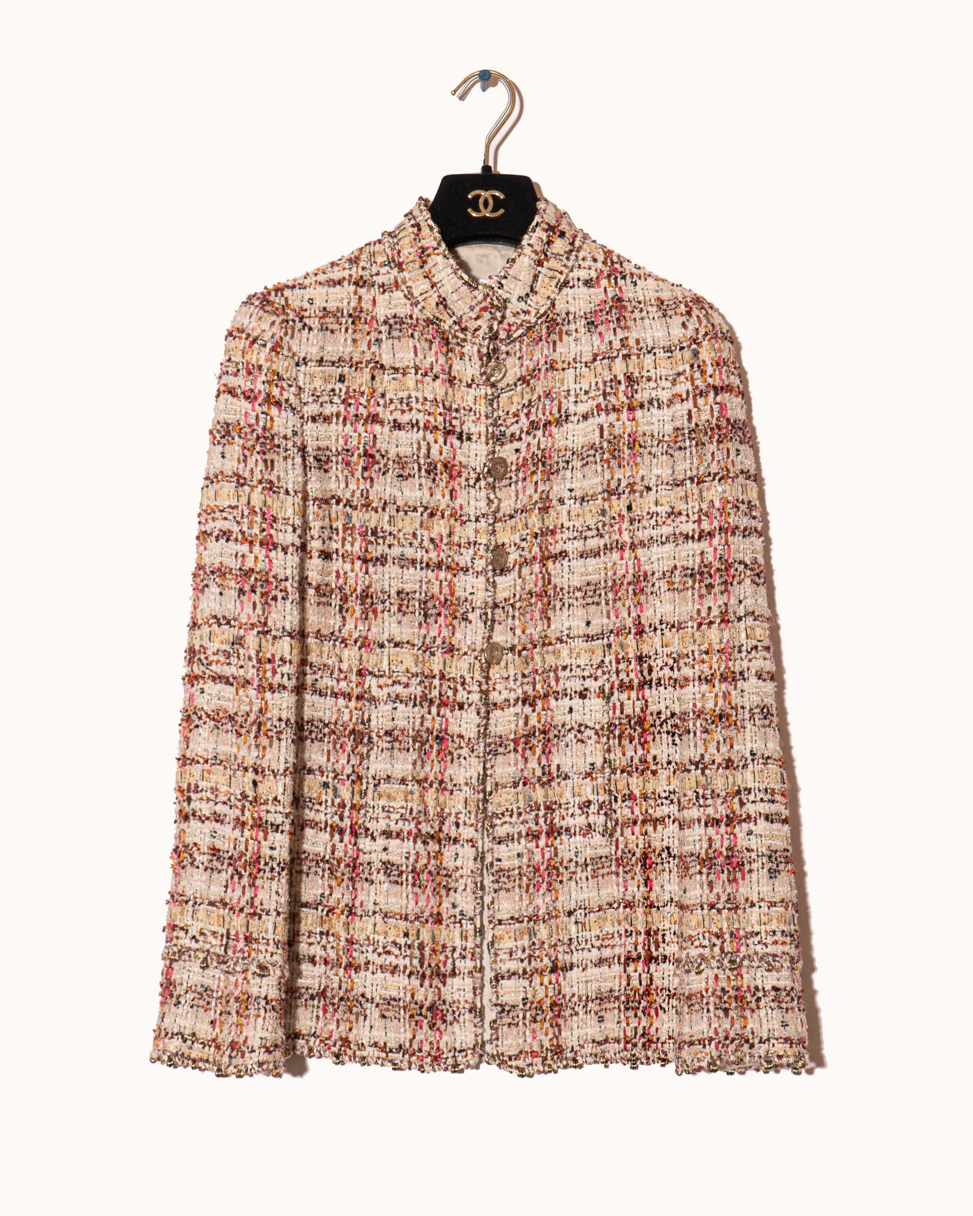 FR36-38 Chanel Spring 2006 High Collar Two Pocket Fantasy Tweed Jacket - Vintage Chanel Jacket -   - Rarchive.