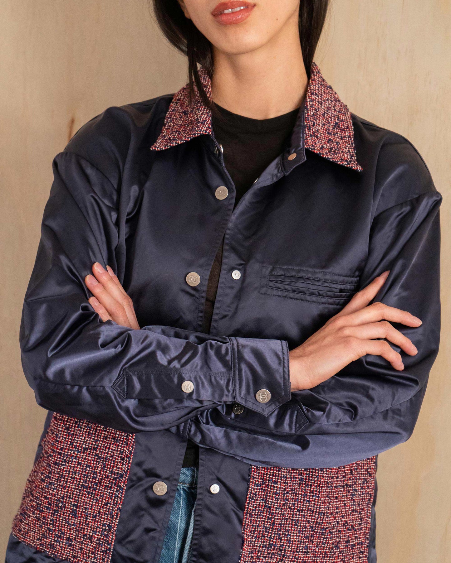 FR36-38 Chanel Spring 2016 Chanel Logo Nylon Jacket