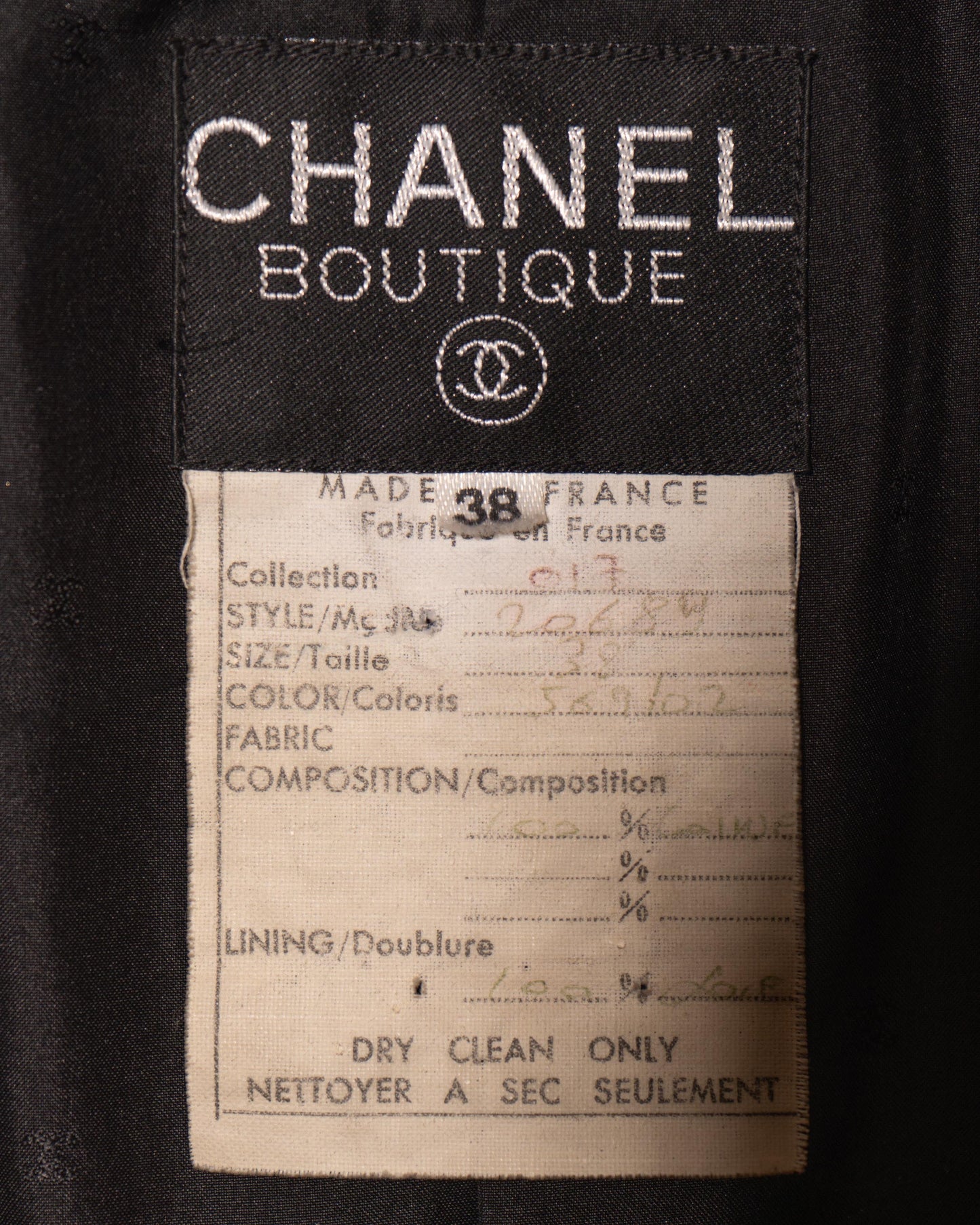 FR36-38 Chanel Fall 1988 Double Breasted Contrasting Trim Wool Tweed Jacket - Vintage Chanel Jacket -   - Rarchive.