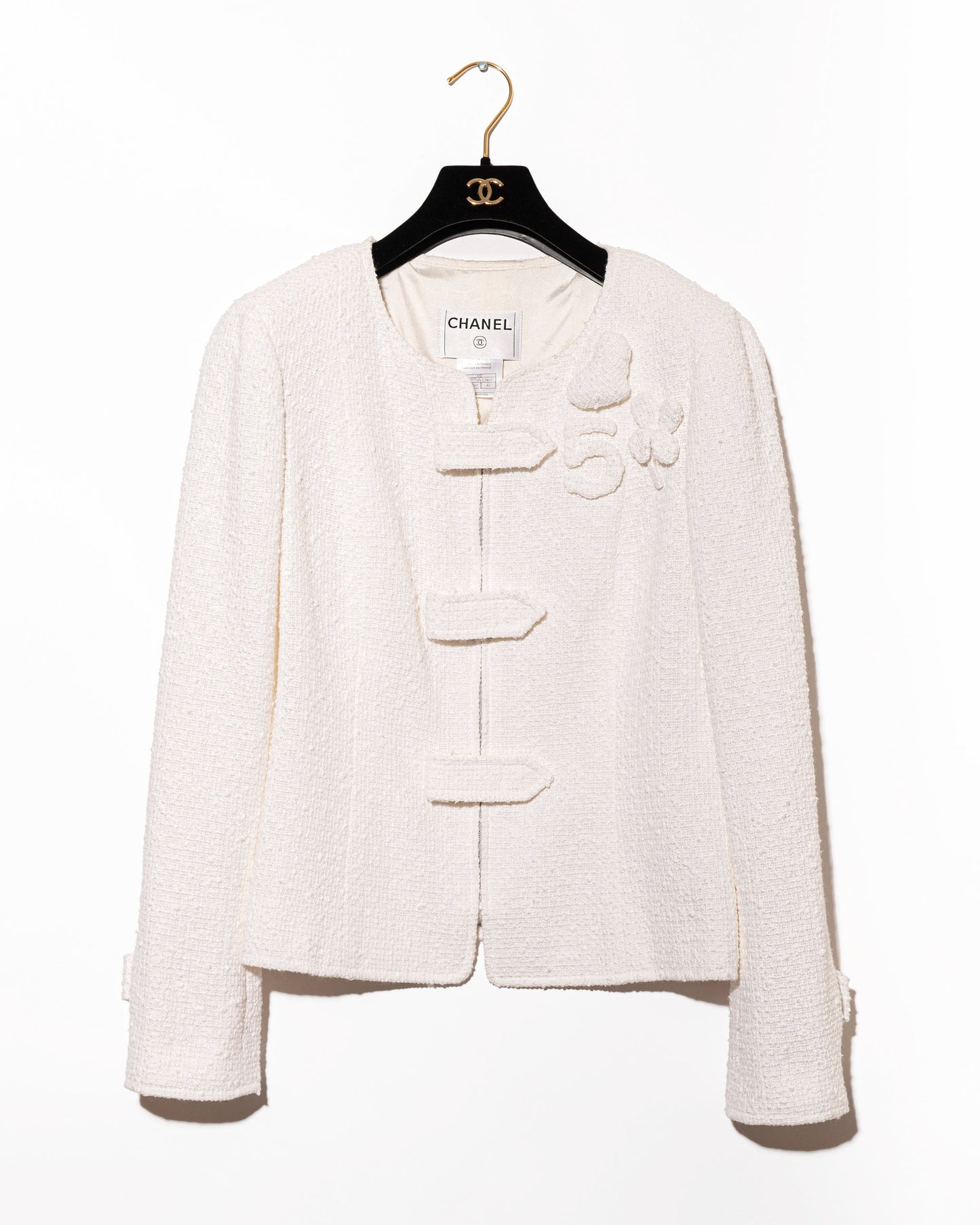 FR40-42 Chanel Cruise 2004 White Cotton Blend Tweed Jacket - Vintage Chanel Jacket -   - Rarchive.