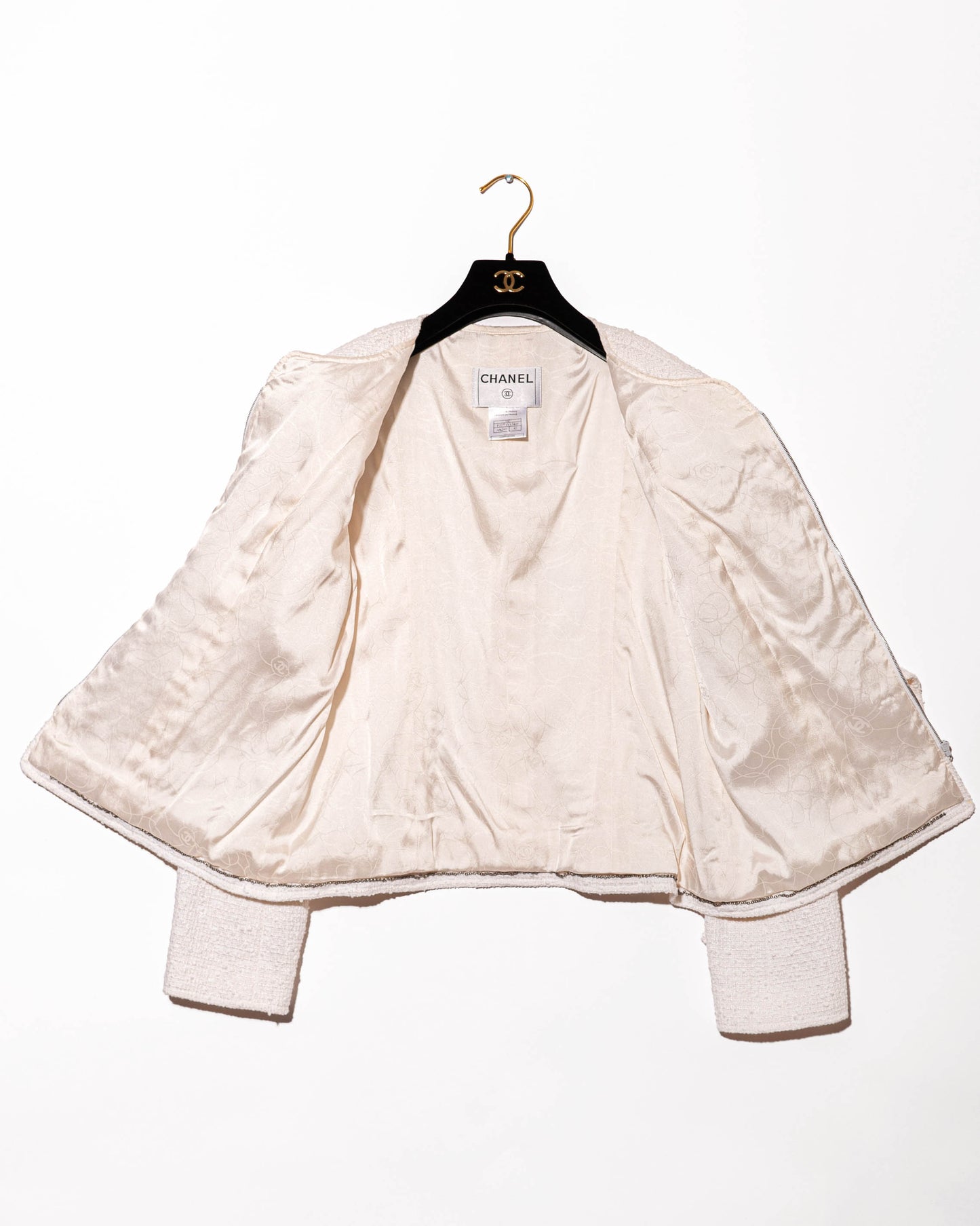 FR40-42 Chanel Cruise 2004 White Cotton Blend Tweed Jacket - Vintage Chanel Jacket -   - Rarchive.