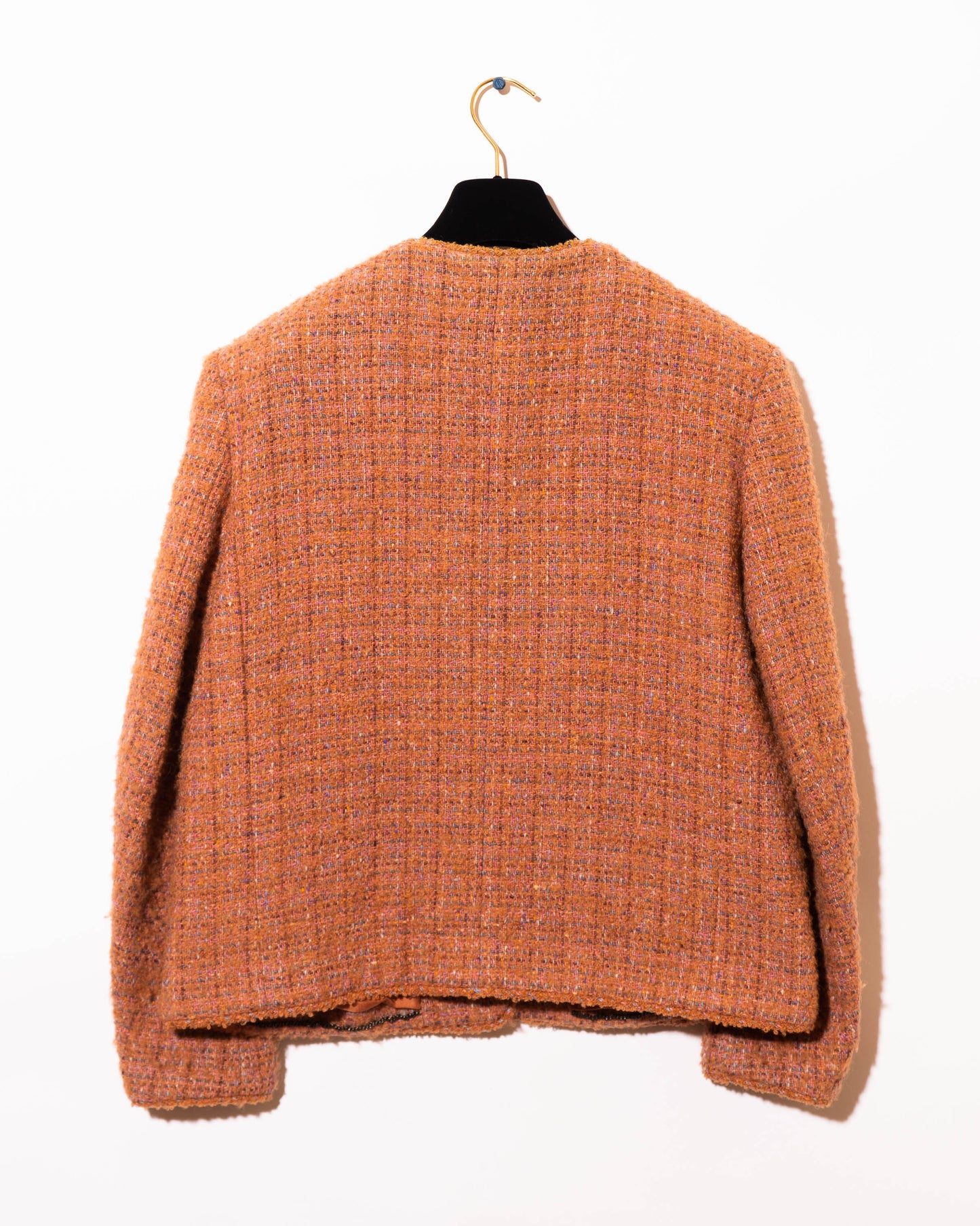 FR36-38 Chanel Fall 1997 Collarless Four Pocket  Multicolor Wool Tweed Jacket