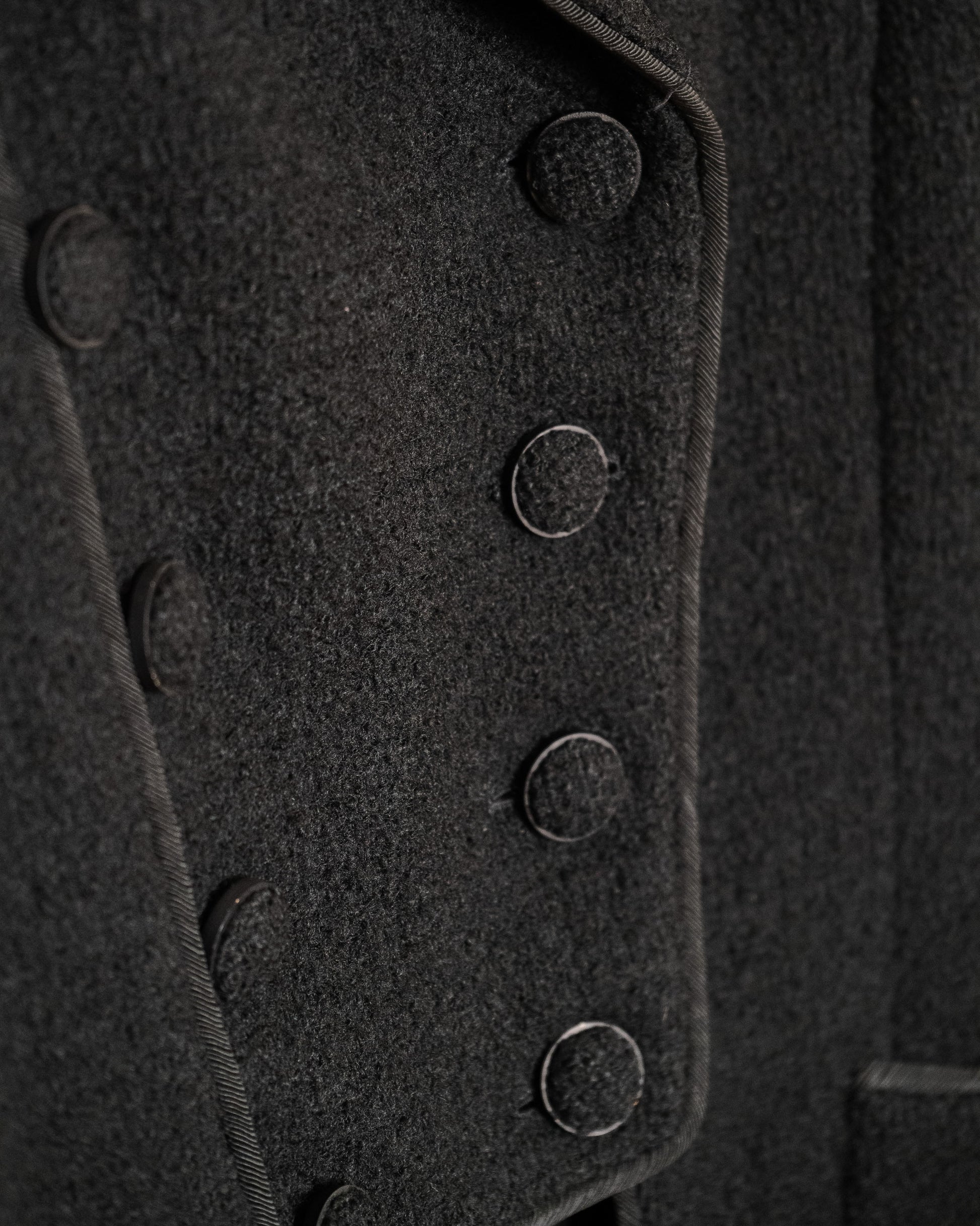 FR42-44 Rare Chanel Haute Couture  Fall 1993 Double Breasted Black Wool Tweed Jacket - Vintage Chanel Jacket -   - Rarchive.