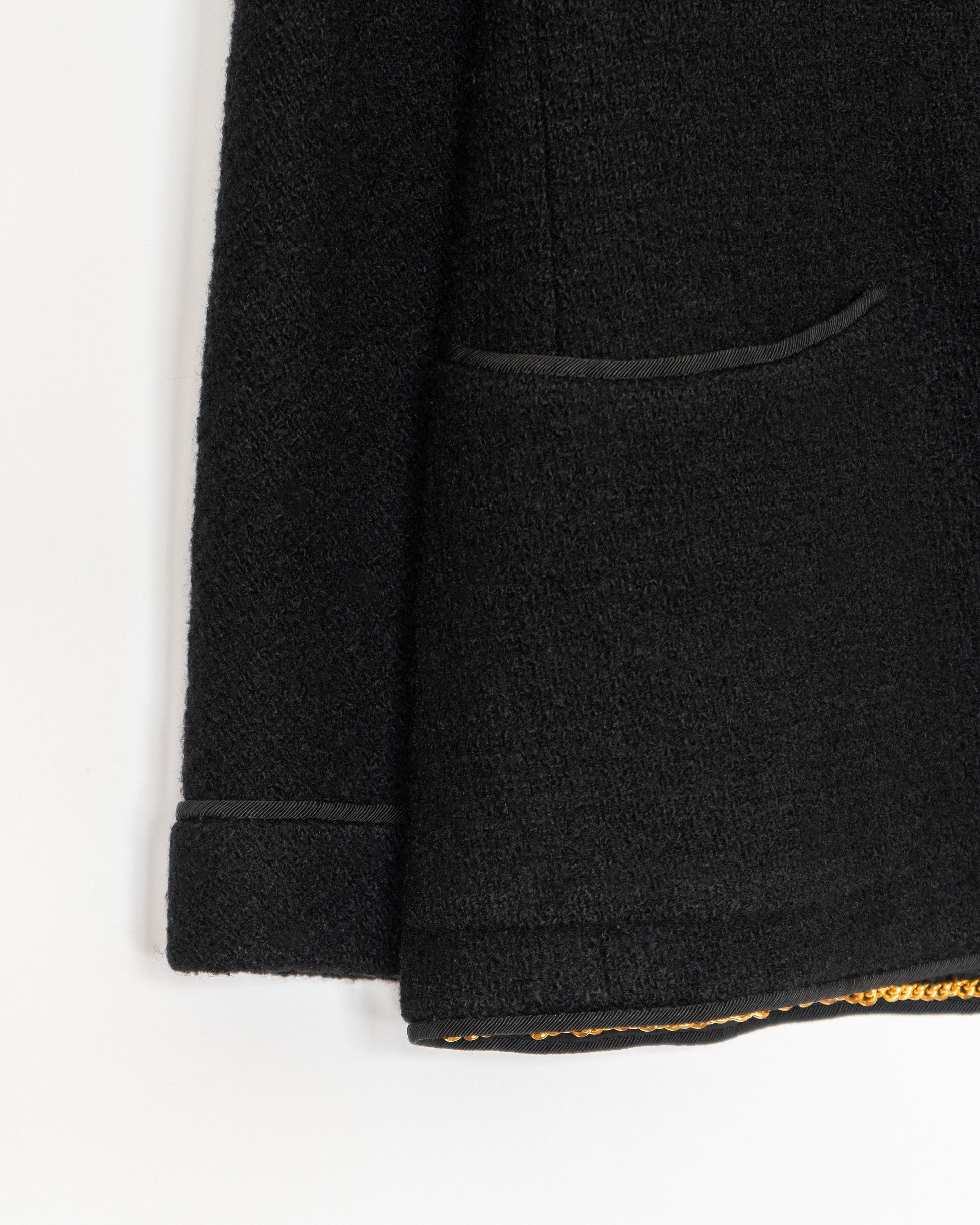 FR42-44 Rare Chanel Haute Couture  Fall 1993 Double Breasted Black Wool Tweed Jacket - Vintage Chanel Jacket -   - Rarchive.