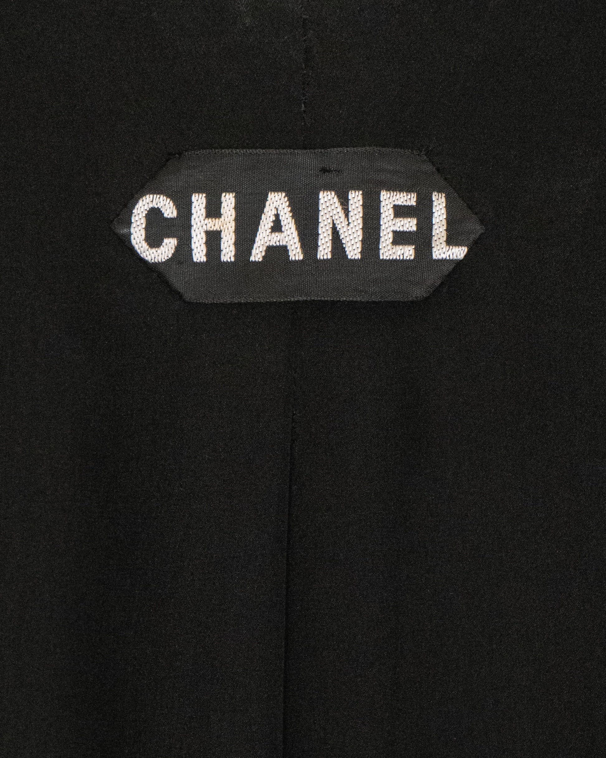 FR42-44 Rare Chanel Haute Couture  Fall 1993 Double Breasted Black Wool Tweed Jacket - Vintage Chanel Jacket -   - Rarchive.
