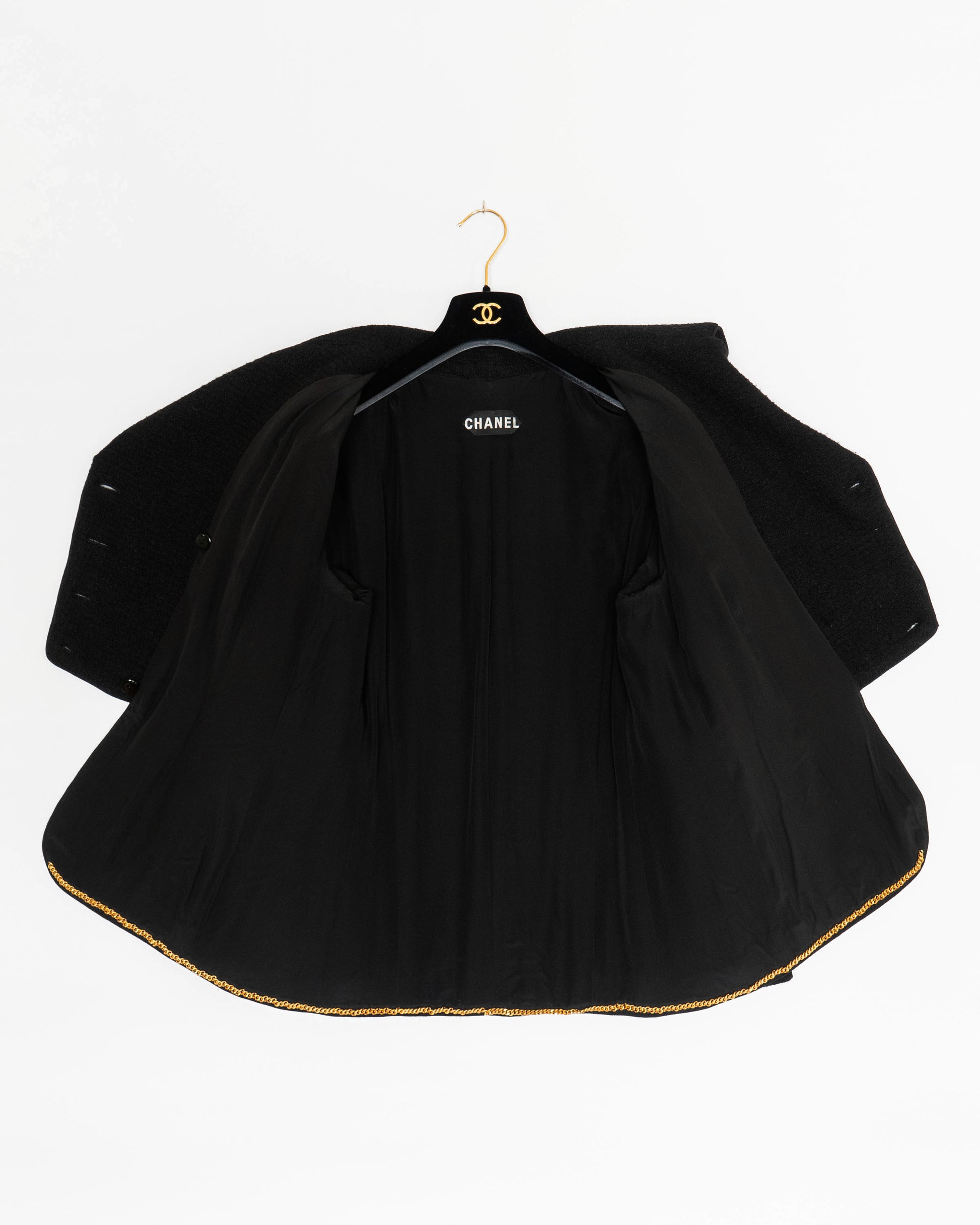FR42-44 Rare Chanel Haute Couture  Fall 1993 Double Breasted Black Wool Tweed Jacket - Vintage Chanel Jacket -   - Rarchive.