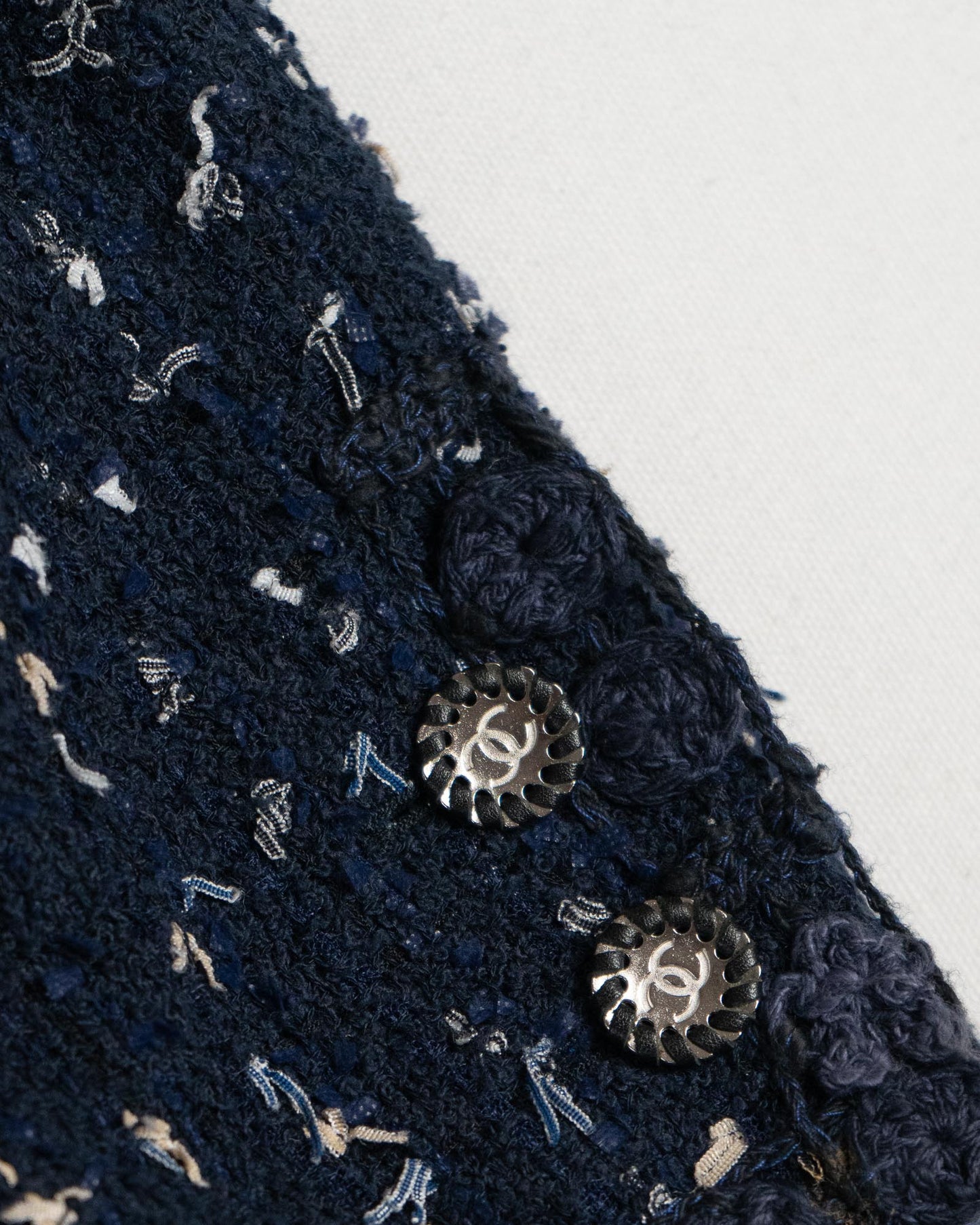 FR34-36 Chanel Cruise 2011 Four Pocket Navy Fantasy Tweed Jacket