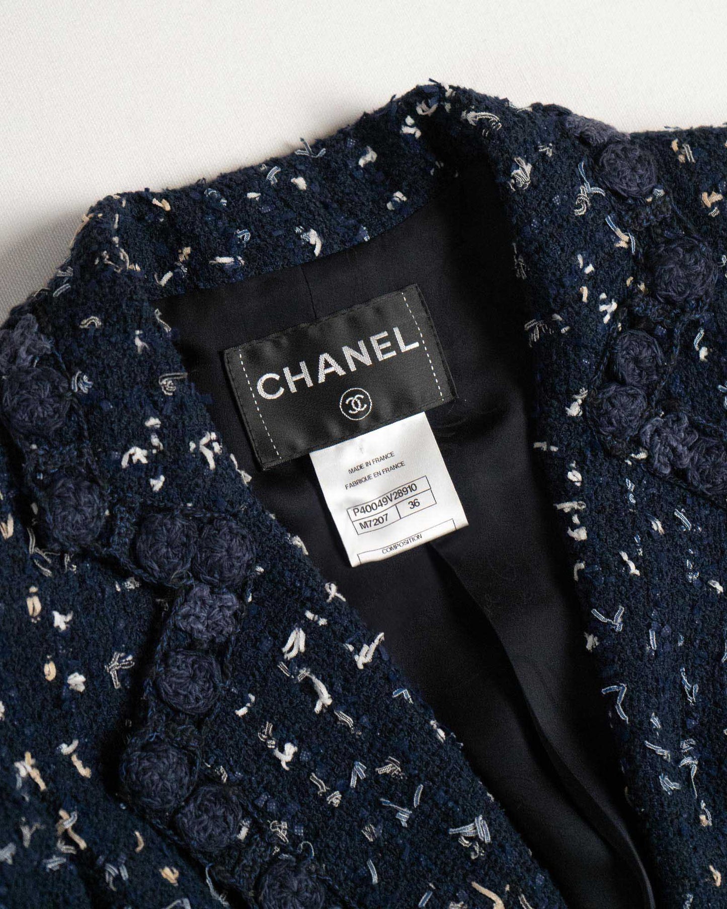 FR34-36 Chanel Cruise 2011 Four Pocket Navy Fantasy Tweed Jacket