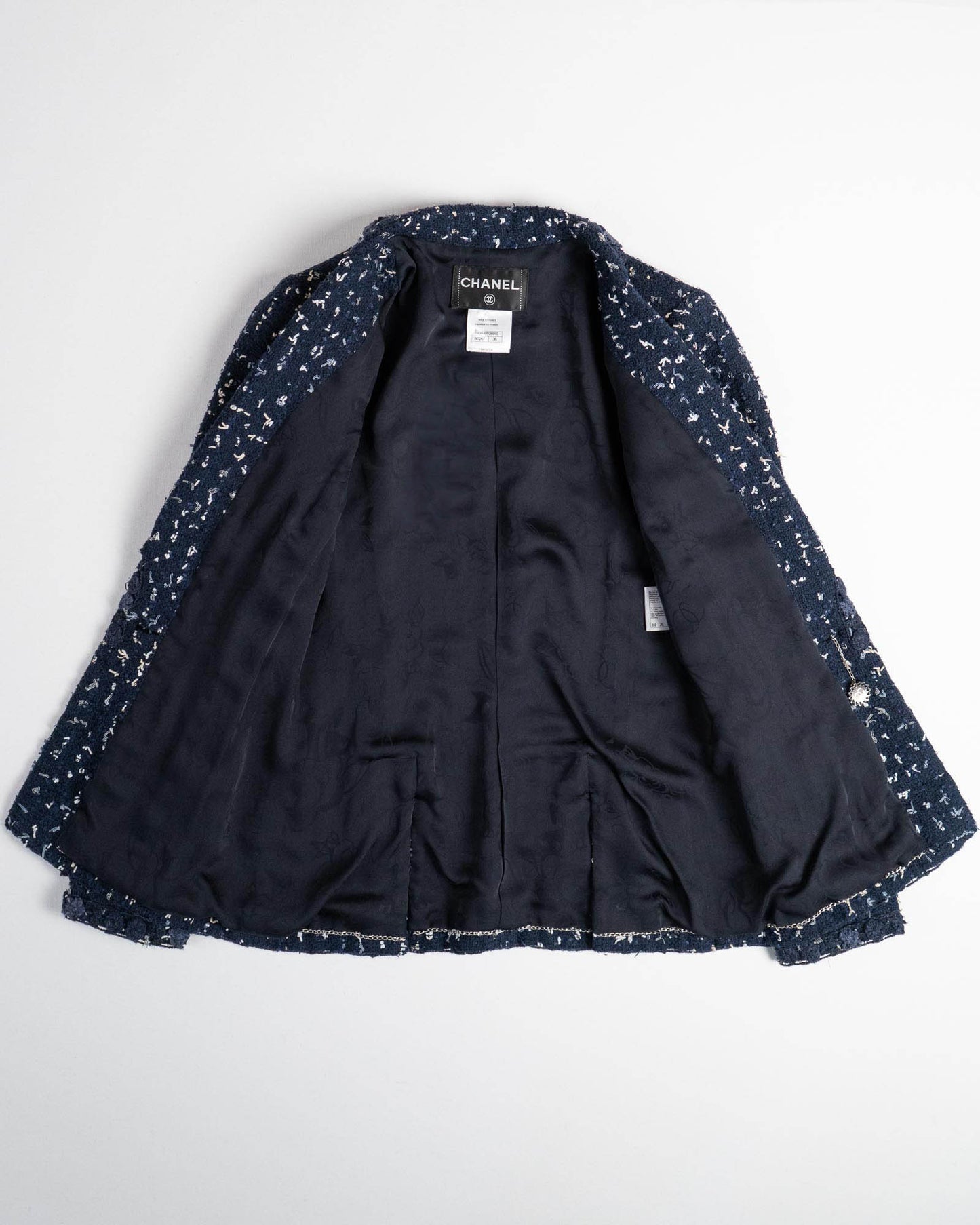 FR34-36 Chanel Cruise 2011 Four Pocket Navy Fantasy Tweed Jacket