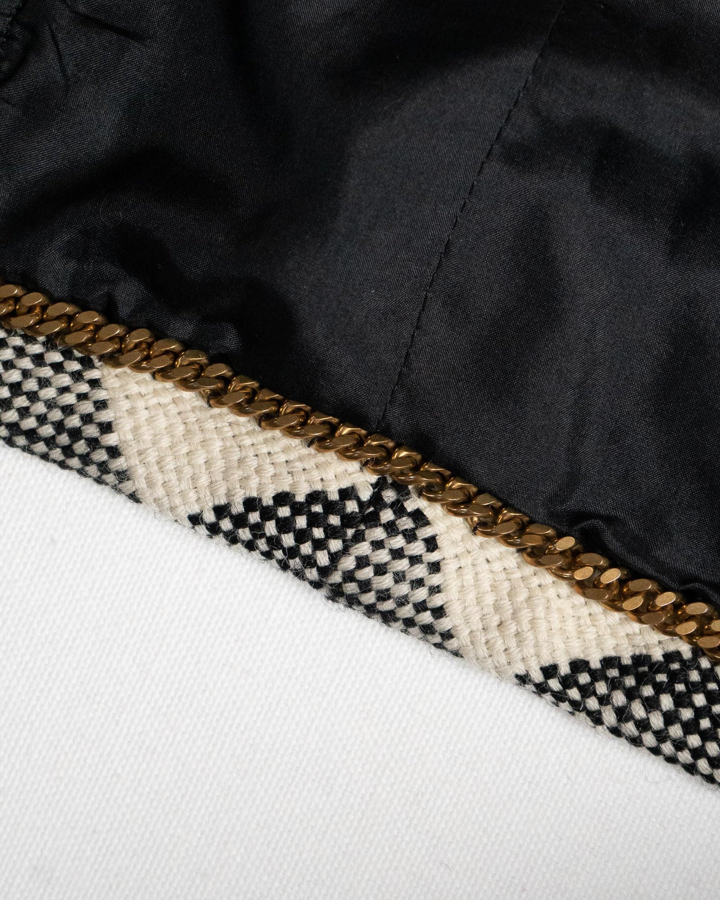 FR38-40 Chanel 1980s Classic Timeless Collarless Four Pocket Black with Contracting Trim Wool Tweed Jacket