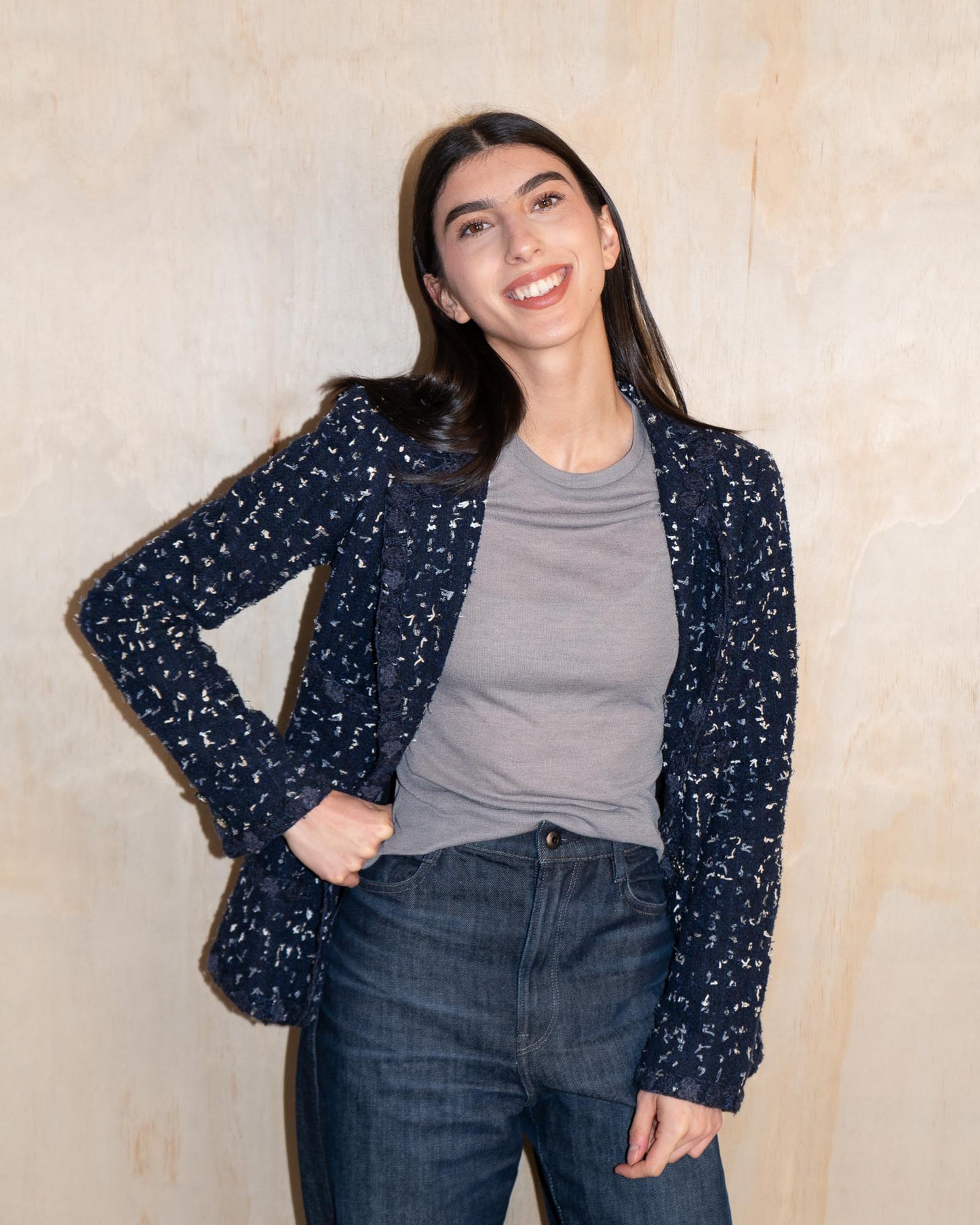 FR34-36 Chanel Cruise 2011 Four Pocket Navy Fantasy Tweed Jacket