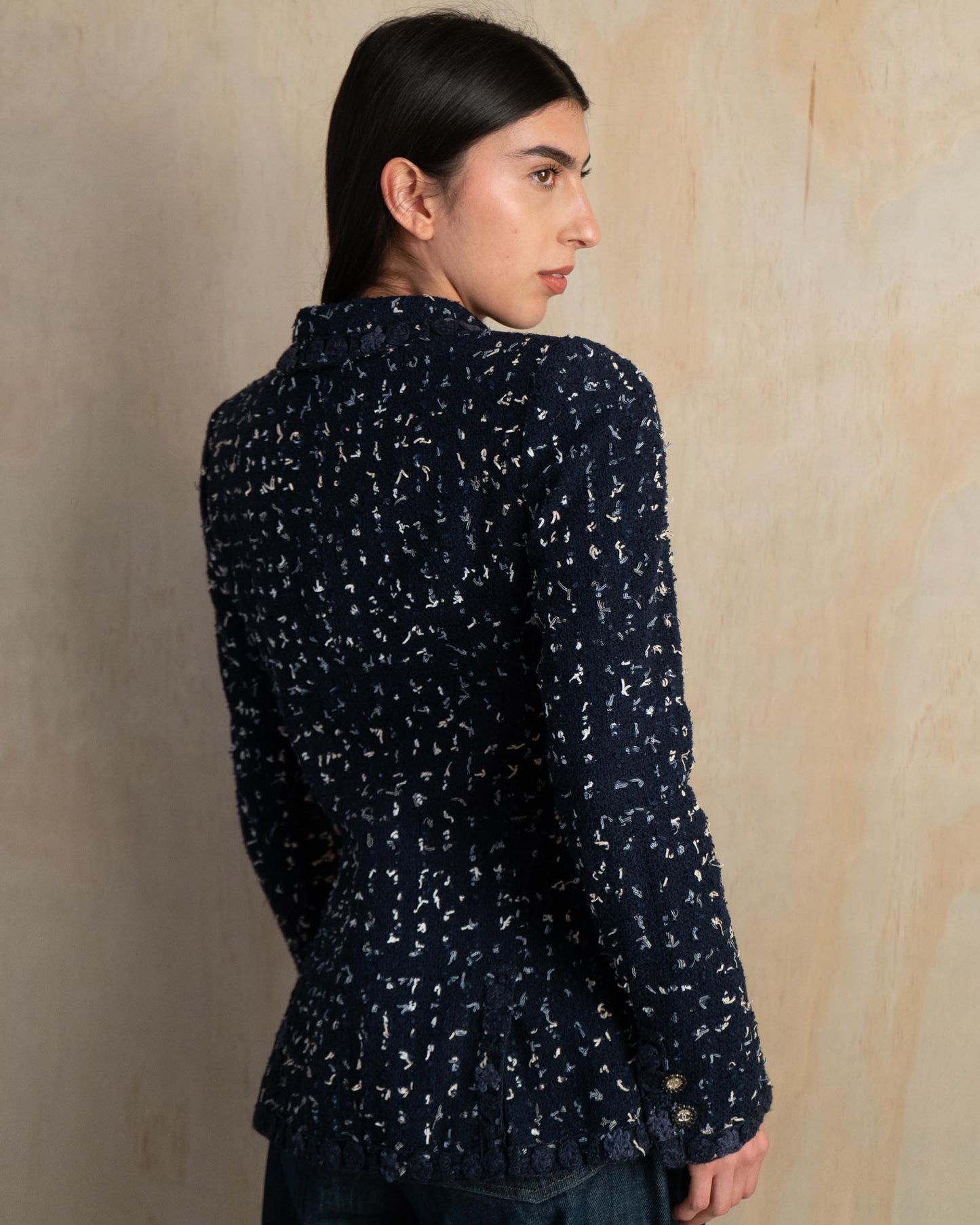 FR34-36 Chanel Cruise 2011 Four Pocket Navy Fantasy Tweed Jacket