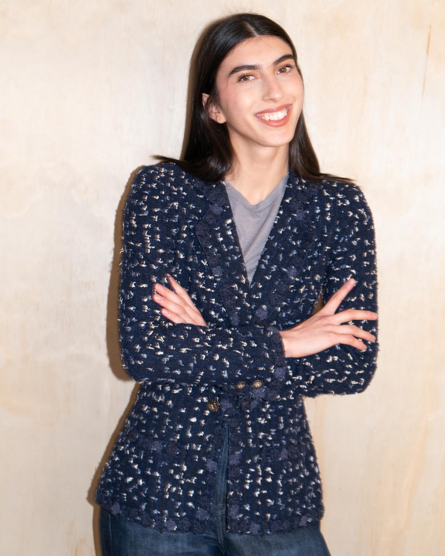 FR34-36 Chanel Cruise 2011 Four Pocket Navy Fantasy Tweed Jacket