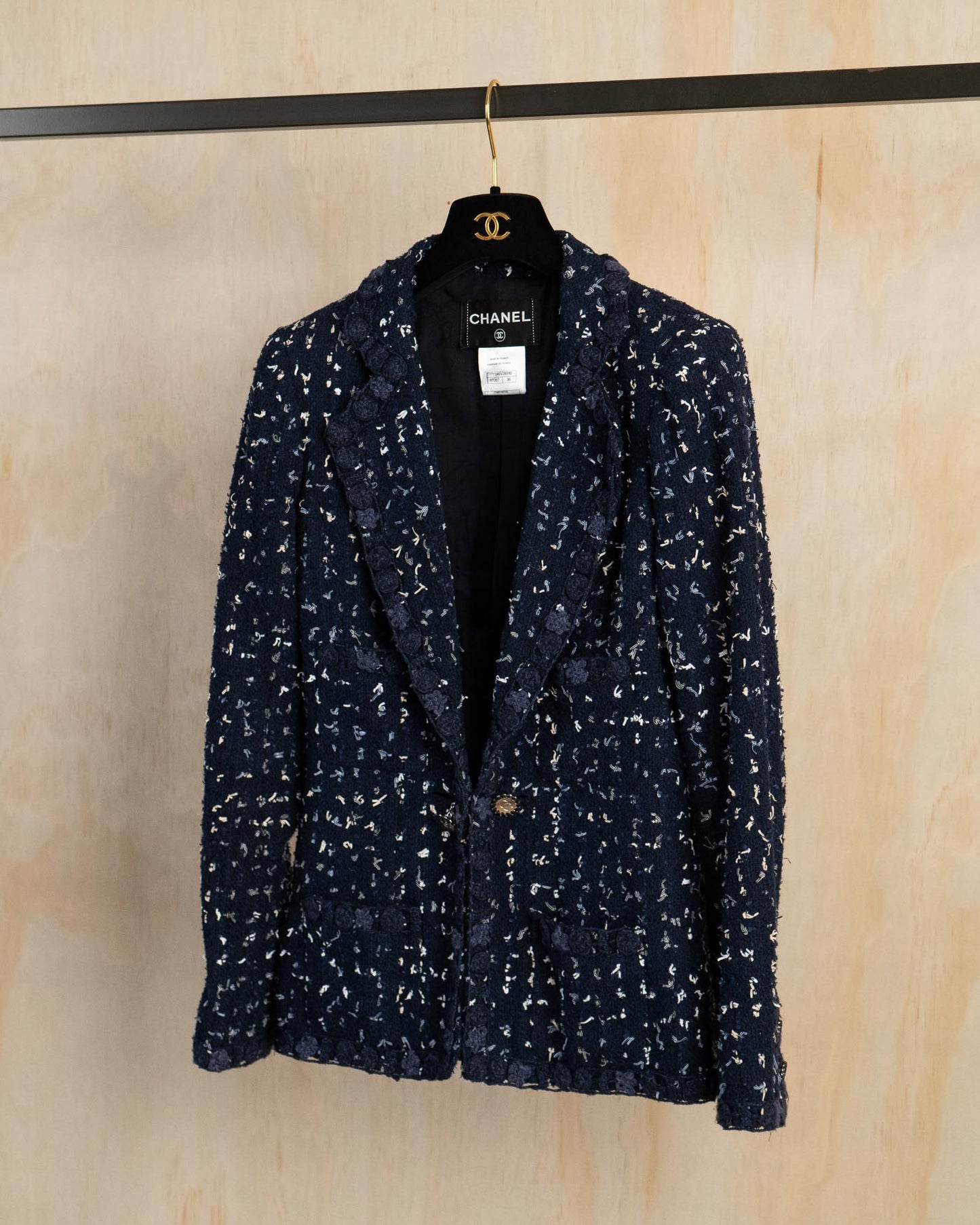 FR34-36 Chanel Cruise 2011 Four Pocket Navy Fantasy Tweed Jacket