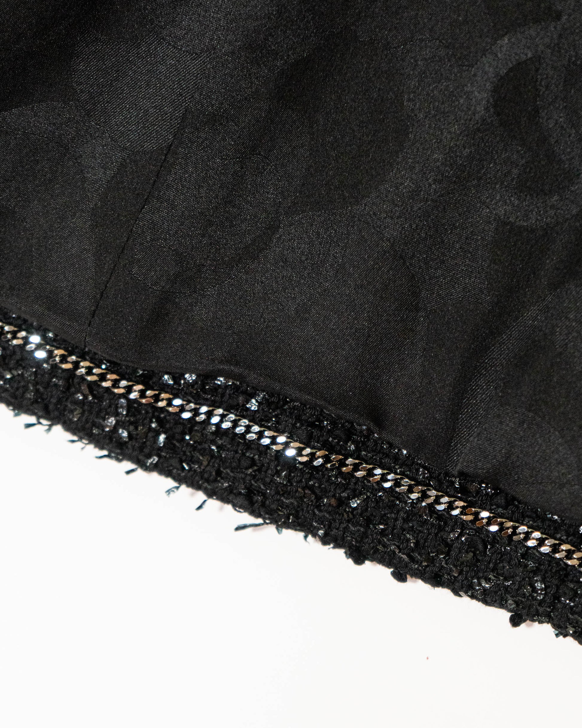 FR38-40 Chanel Spring 2019 High Collar Two Pocket Black Shimmering Fantasy Tweed Jacket - Vintage Chanel Jacket -   - Rarchive.