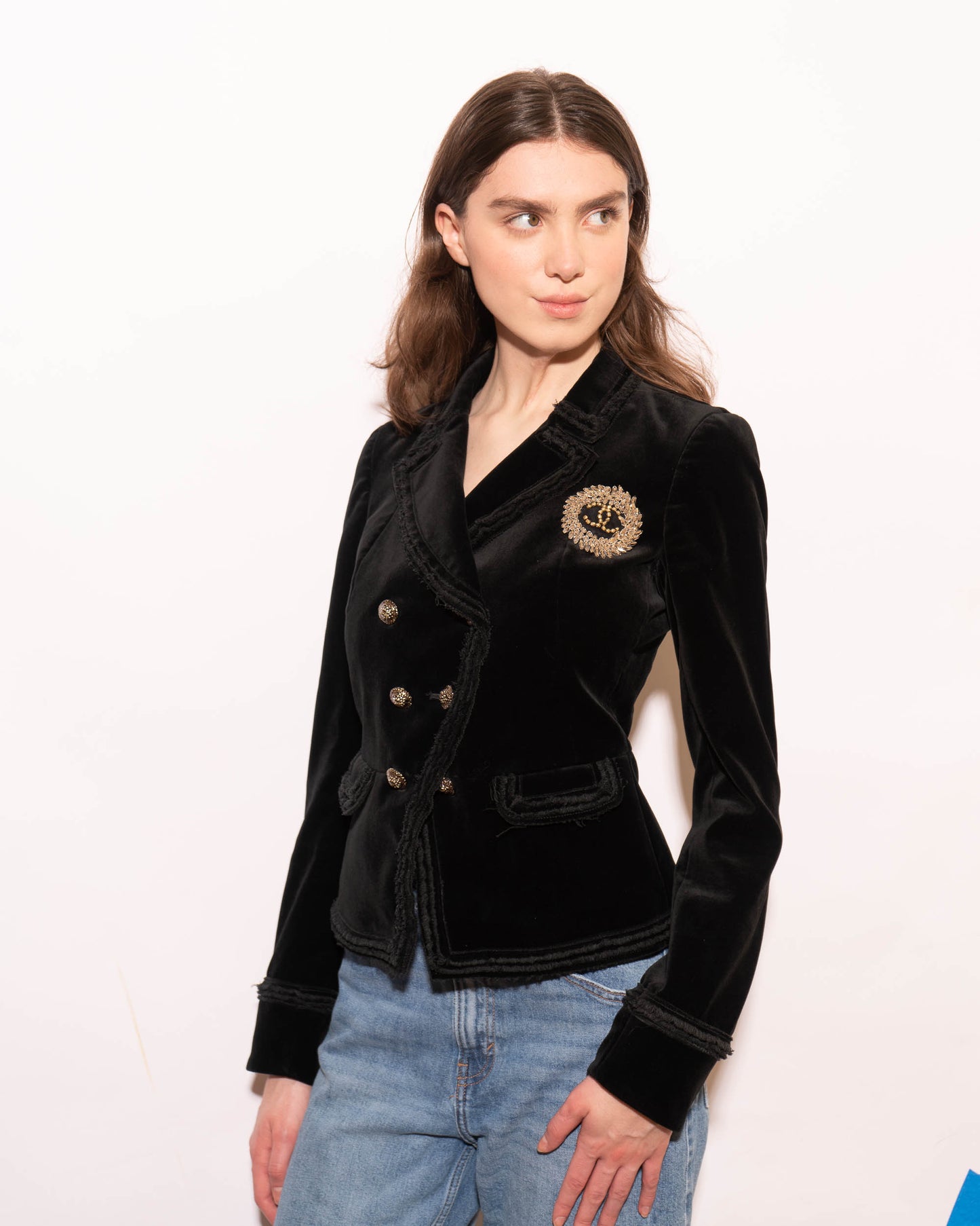 FR36-38 Chanel Spring 2010 Double Breasted Fitted Cut Velvet Jacket - Vintage Chanel Jacket -   - Rarchive.