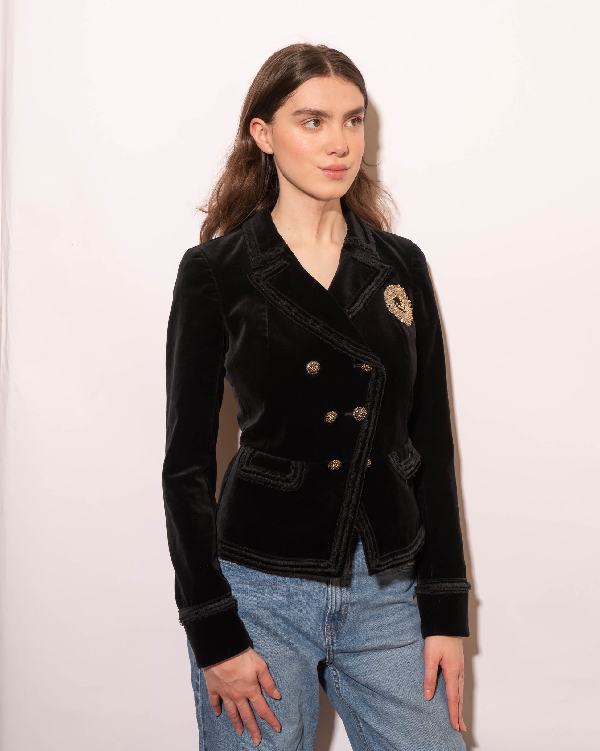 FR36-38 Chanel Spring 2010 Double Breasted Fitted Cut Velvet Jacket - Vintage Chanel Jacket -   - Rarchive.