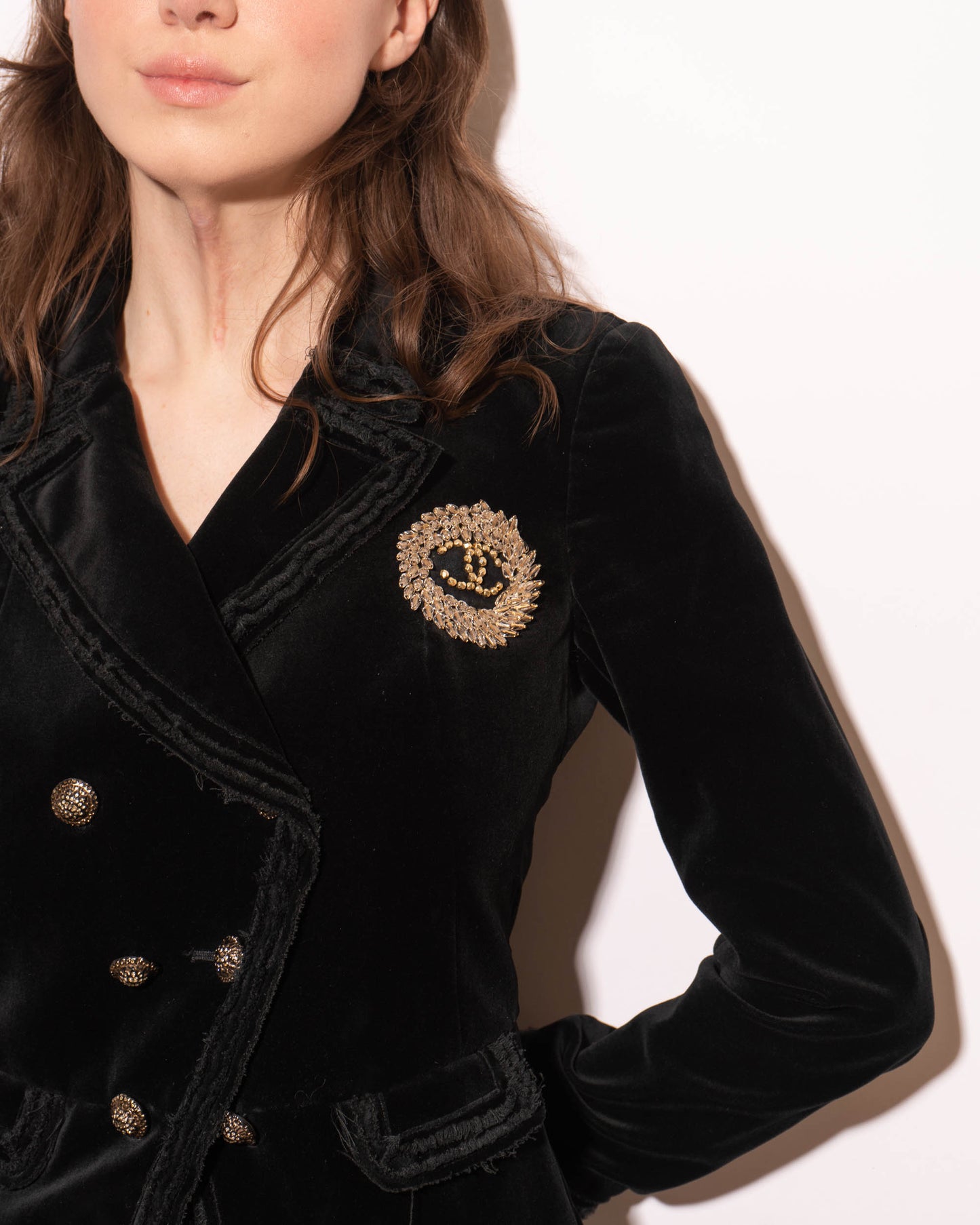 FR36-38 Chanel Spring 2010 Double Breasted Fitted Cut Velvet Jacket - Vintage Chanel Jacket -   - Rarchive.