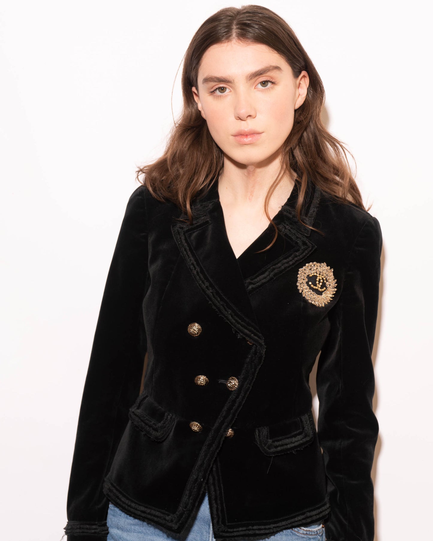 FR36-38 Chanel Spring 2010 Double Breasted Fitted Cut Velvet Jacket - Vintage Chanel Jacket -   - Rarchive.