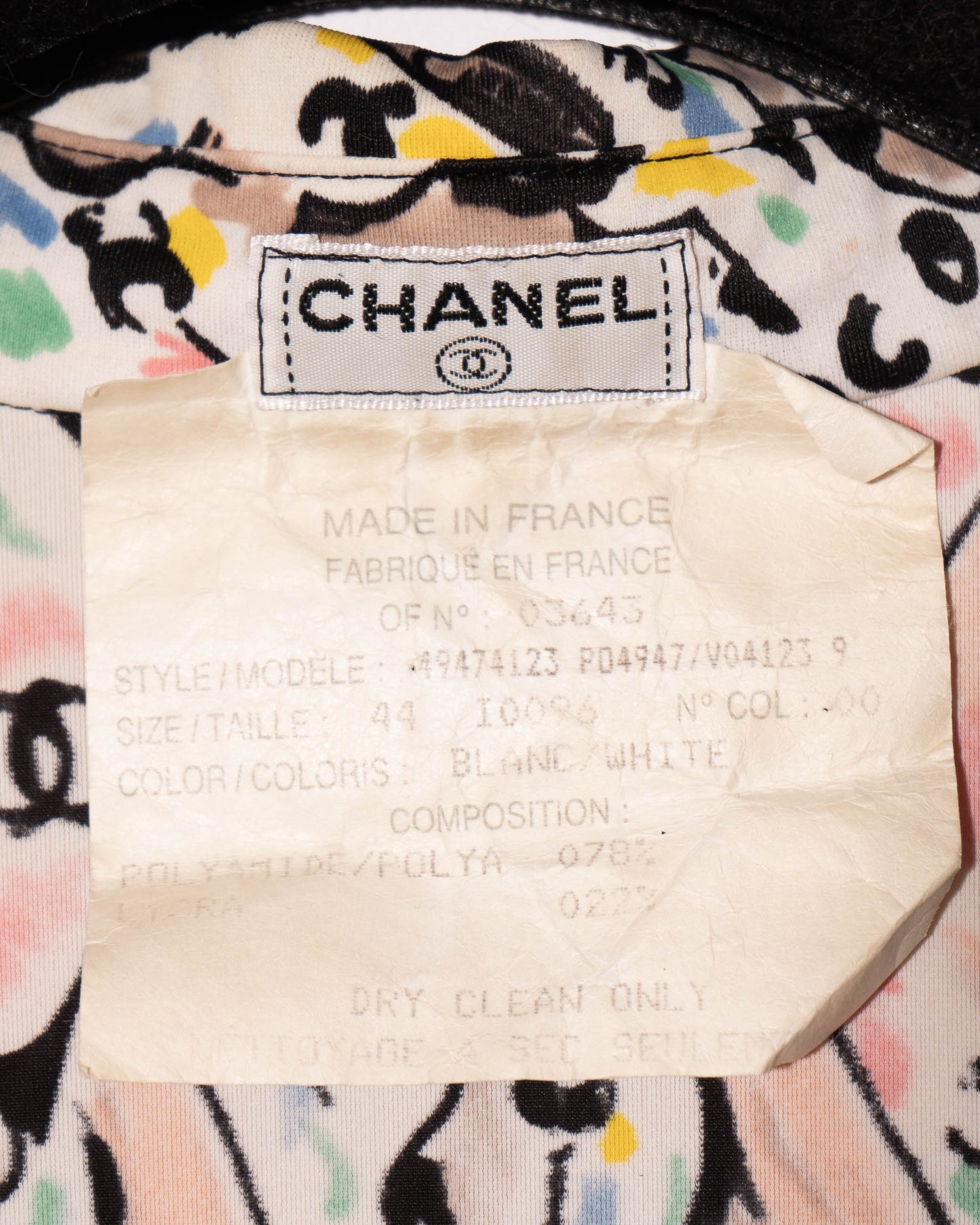 FR36-8 Rare Chanel Spring 1995 Shoe Print Two Pocket Button Down Shirt