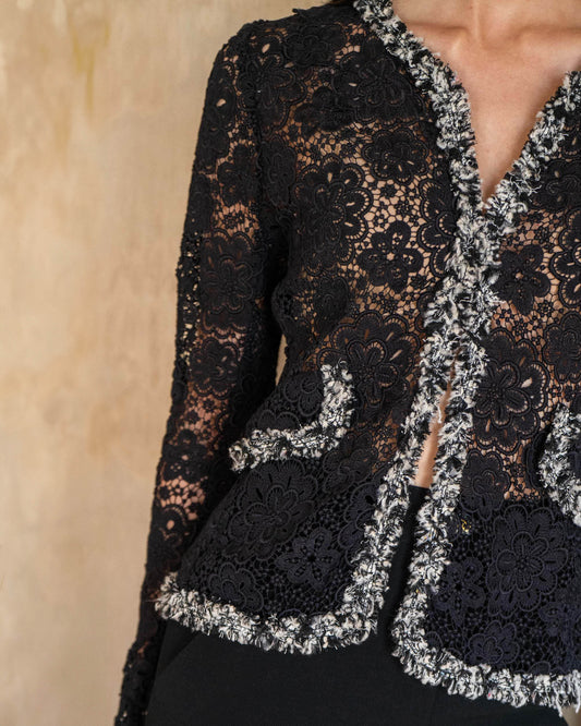 FR34-36 Chanel Spring 2004 Floral Lace Cardigan