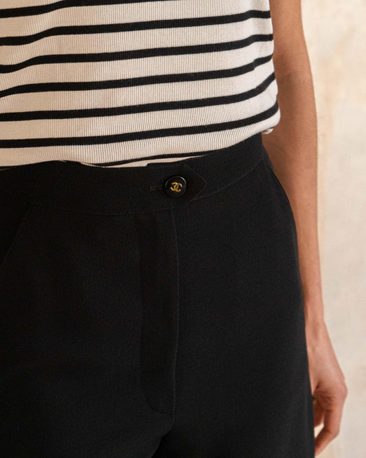 FR34-36 Chanel Fall 1994 High-Waisted Black Wool Pants