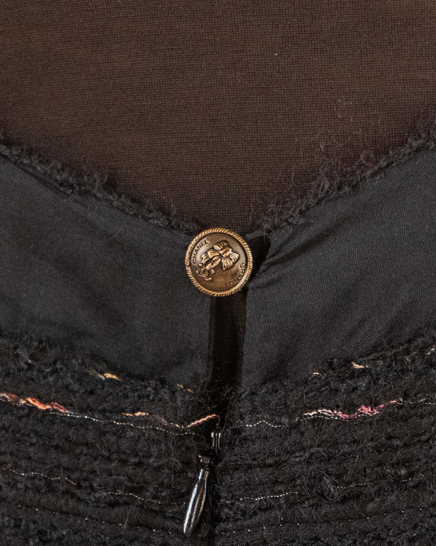 FR42-44 Chanel Fall 2004 Tweed Slip Dress with Tiered Organza Hem