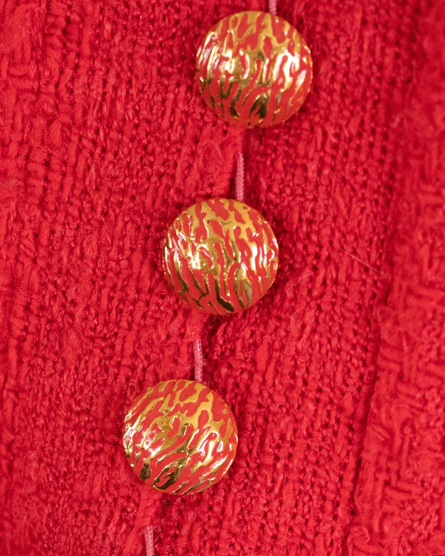 FR42-46 Rare Chanel Haute Couture Fall 1992 Timeless Four Pocket Red Tweed Jacket