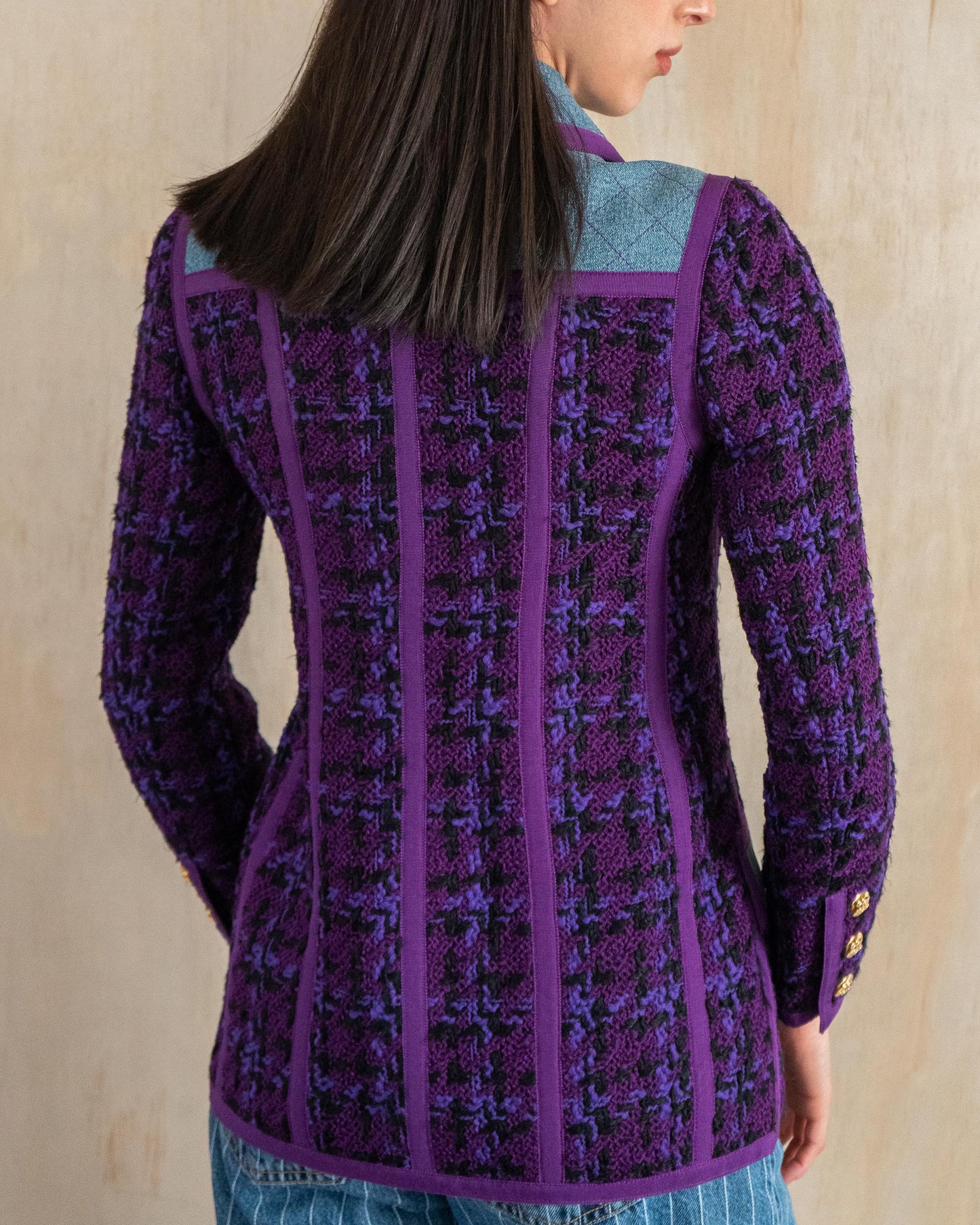 FR34-36 Chanel Fall 1991 Iconic Four Pocket Wool and Denim Jacket