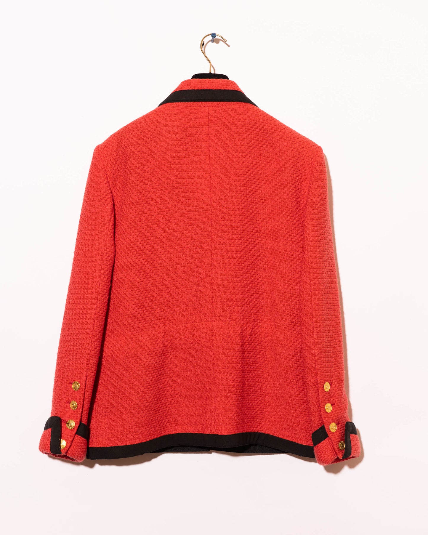 FR40-42 Chanel Fall 1989 Classic Four Pocket Red Wool Tweed Jacket