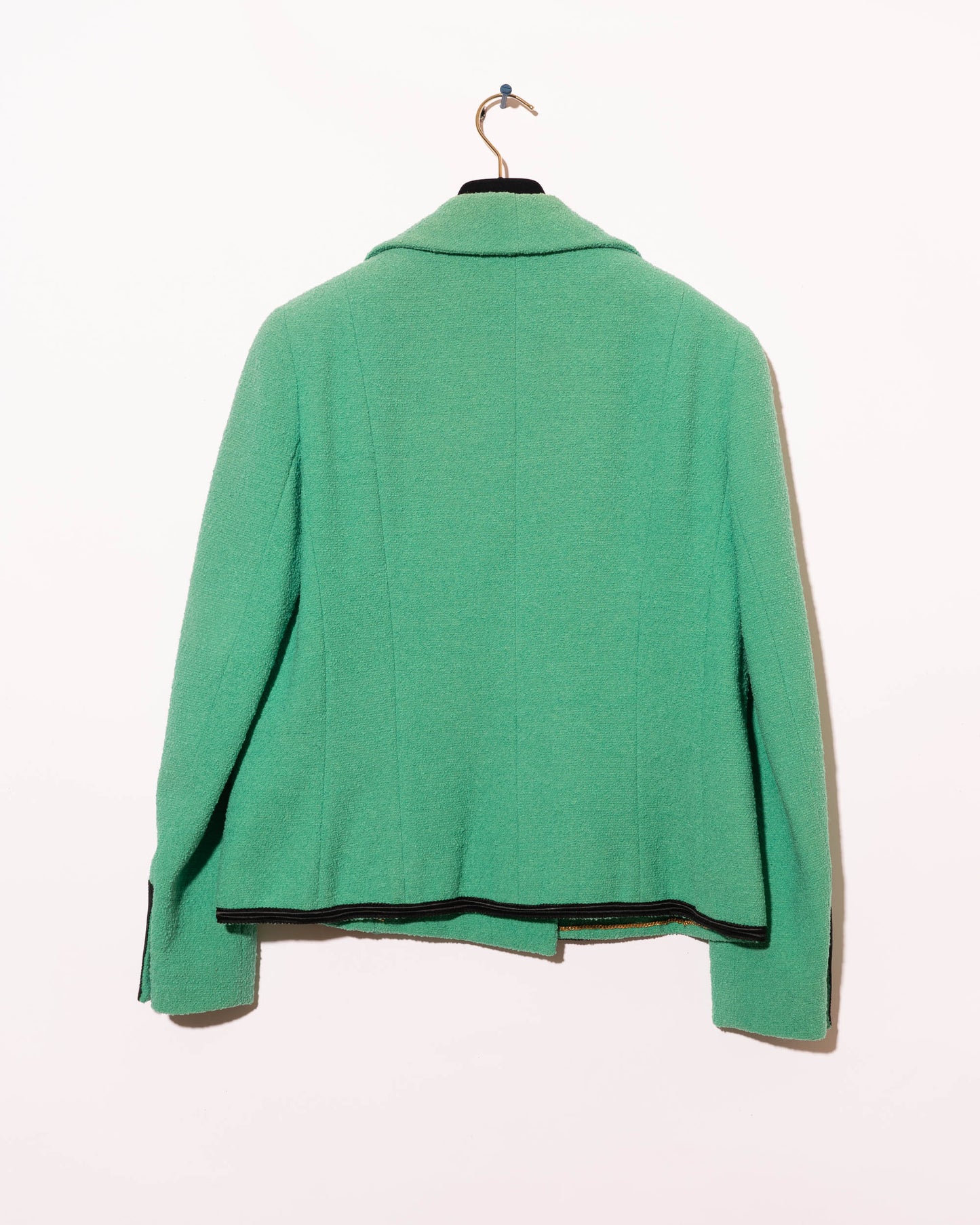FR38-40 Rare Chanel Cruise 1990 Double-Breasted Green Tweed Boucle Jacket