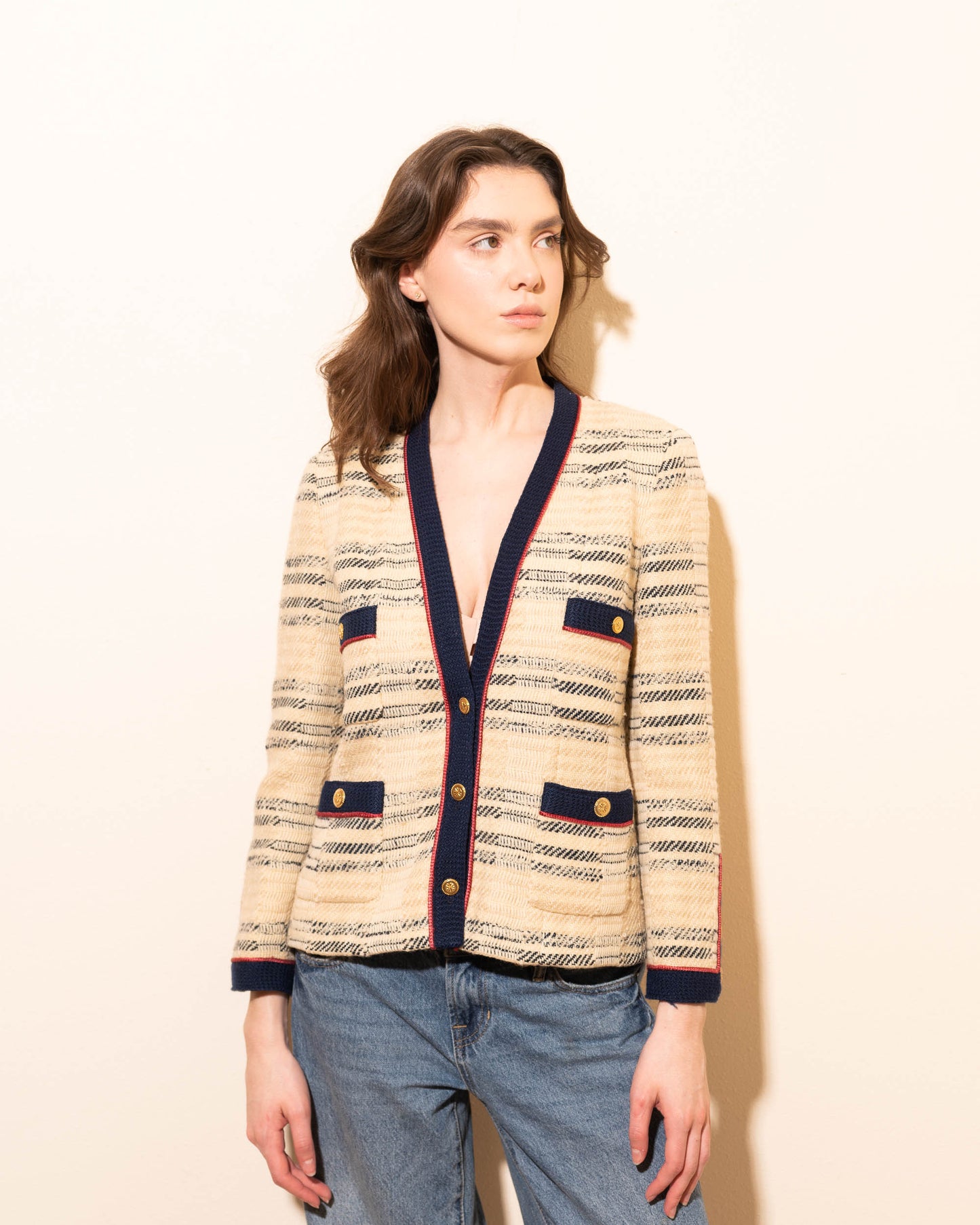 FR38-40 Chanel Spring 1984 Four Pocket Wool Tweed Jacket