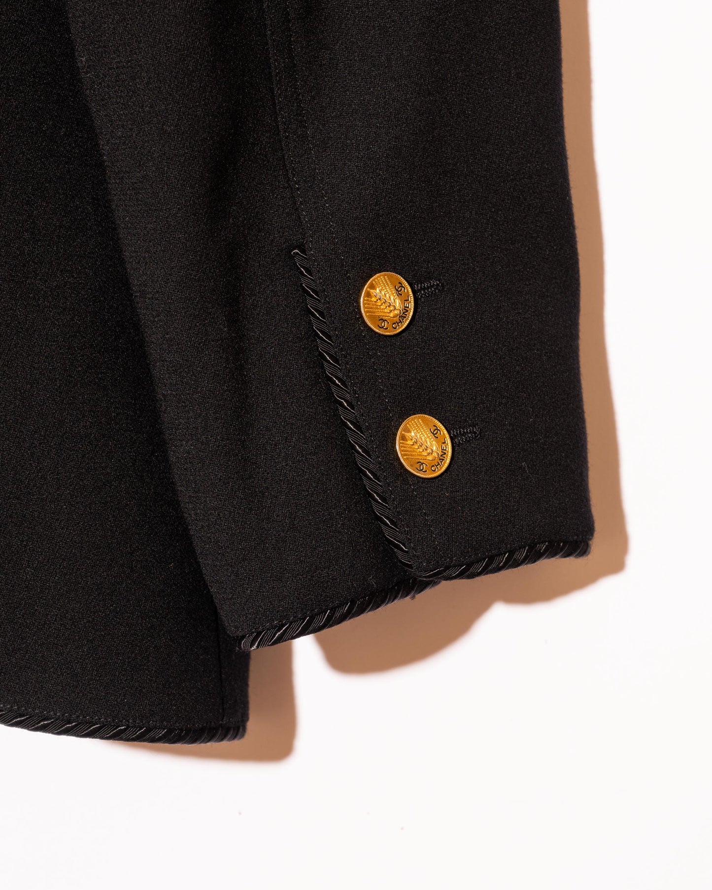 FR40-42 Chanel Spring 1987 Three Pocket Asymmetric Black Wool Jacket