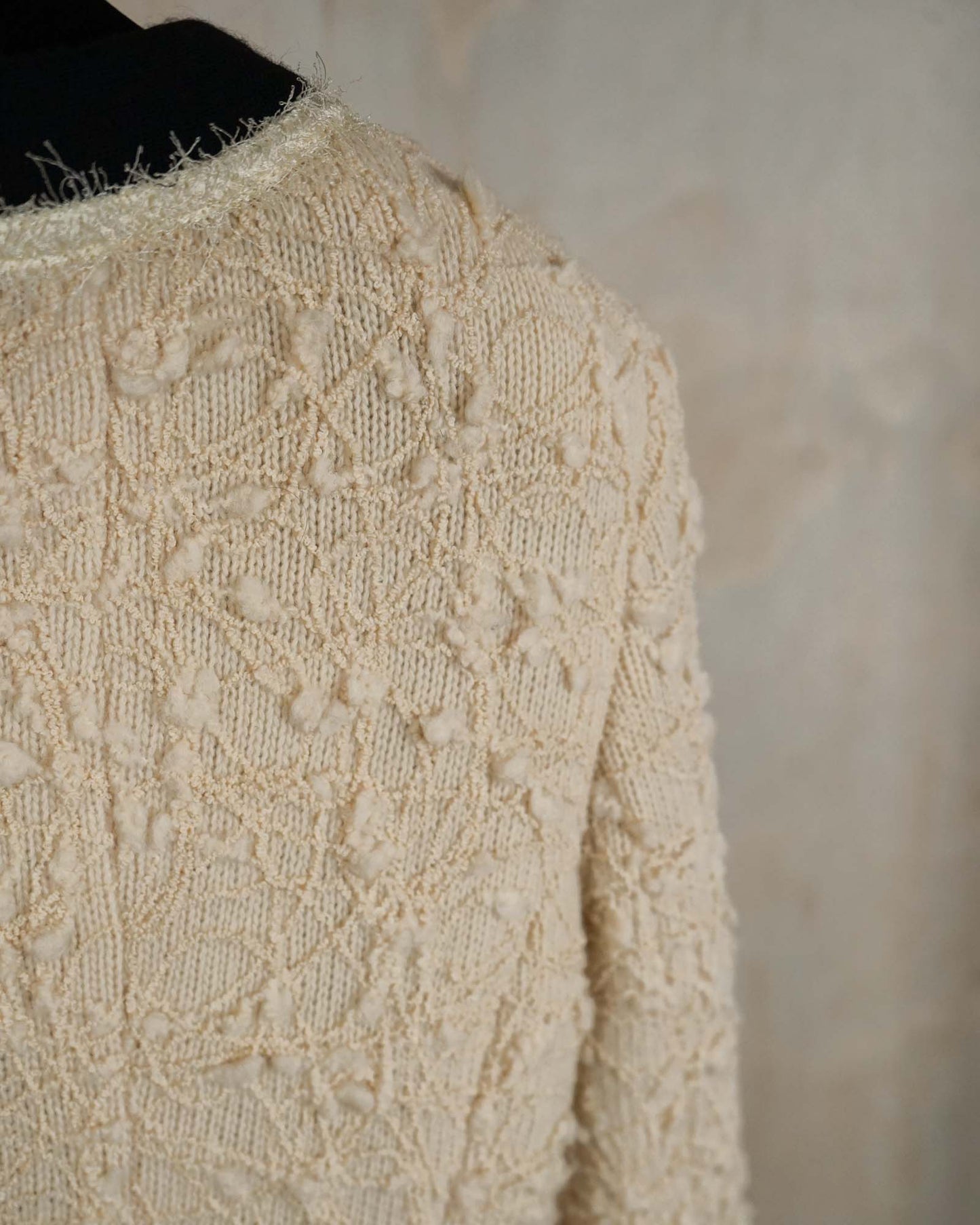 FR36-38 Rare Chanel Fall 1994 Iconic Collarless Ivory and Black Fantasy Tweed Jacket