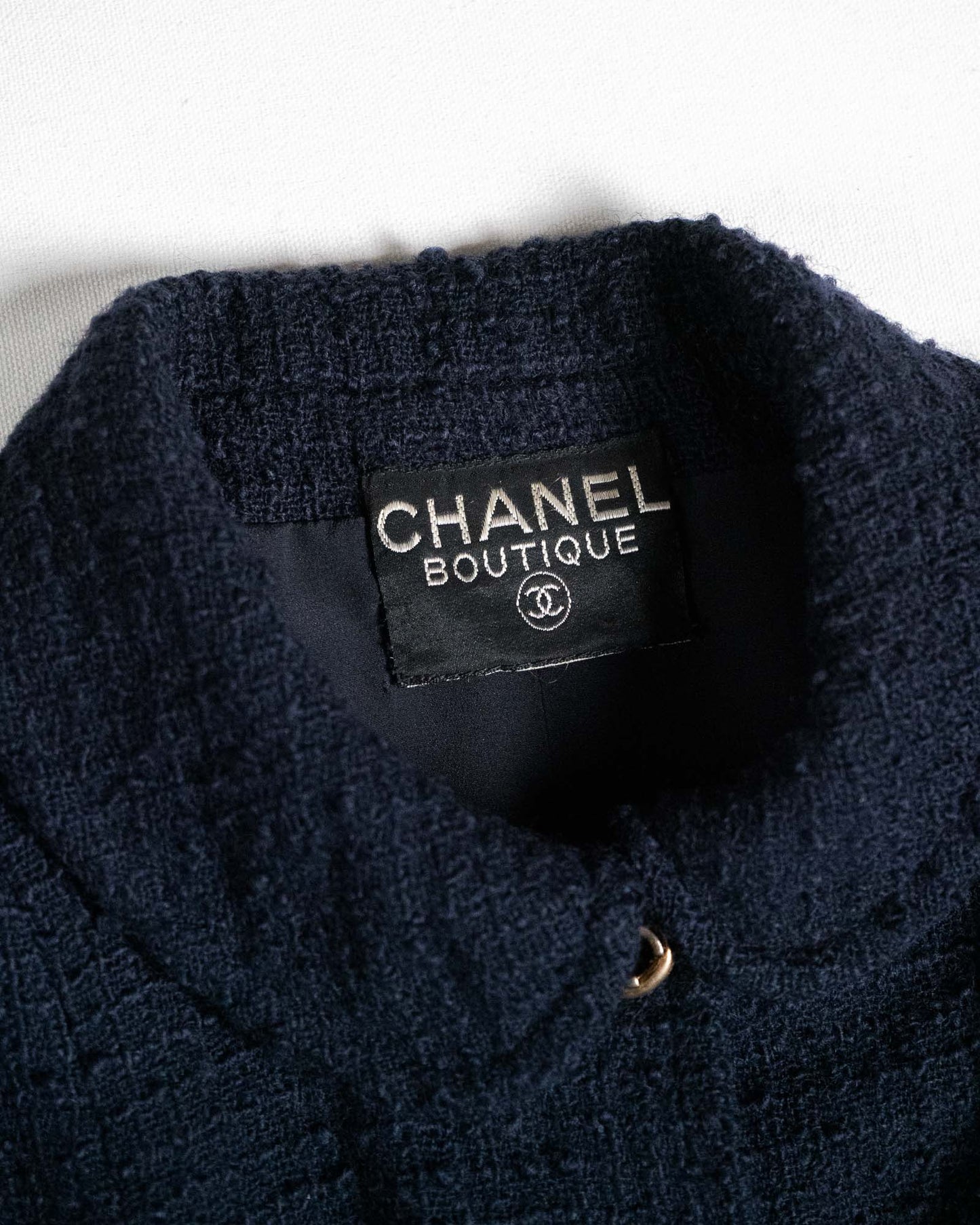 FR40–42 Chanel 1980s Classic Four Pocket Navy Tweed Jacket